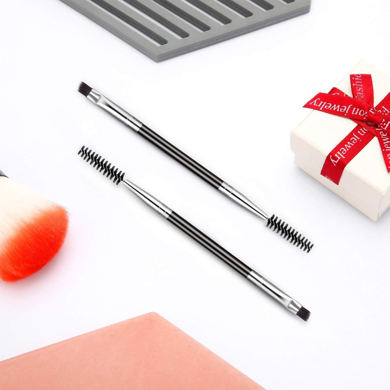 12 Cepillos de Cejas Angulados Boao en Plata - 2 en 1