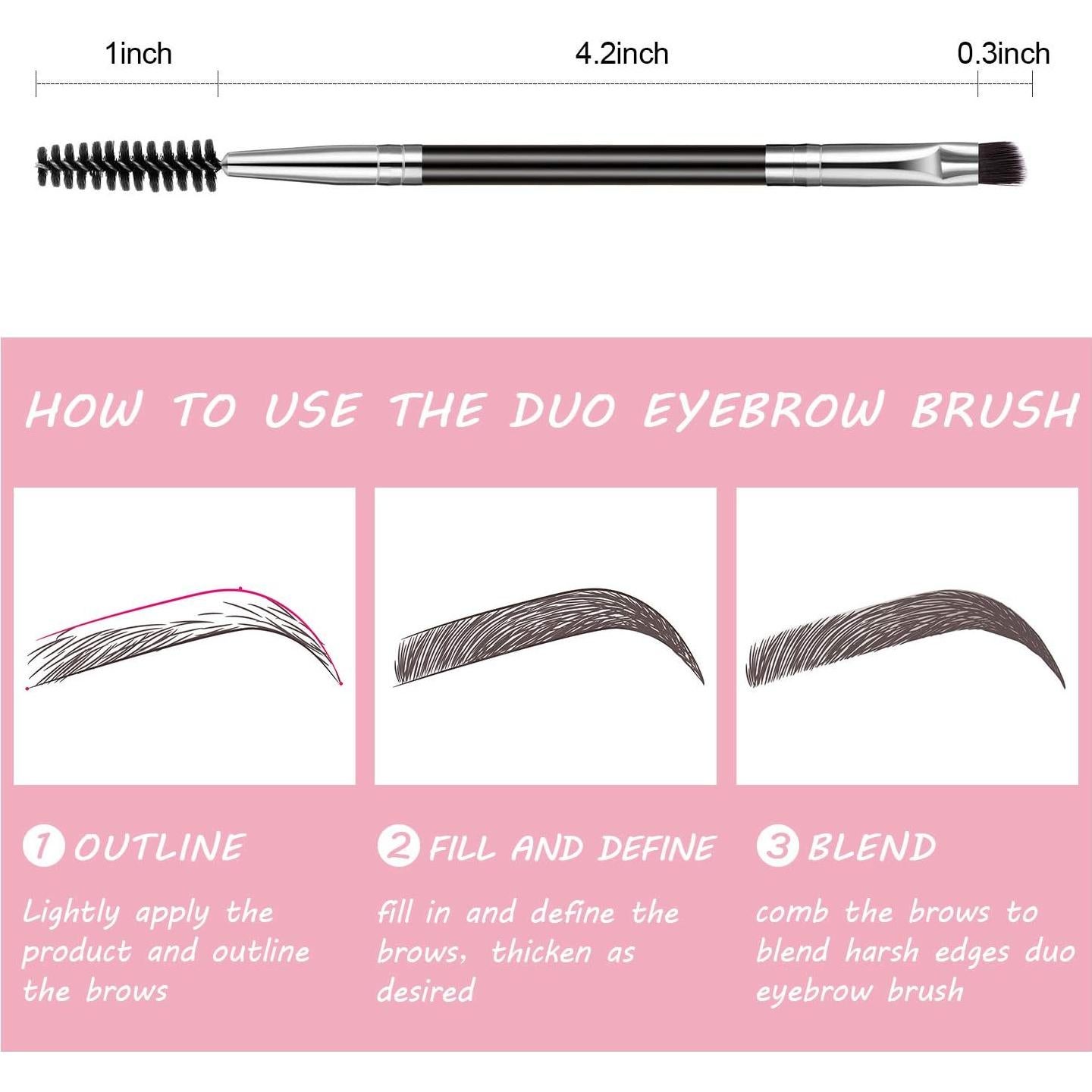 12 Cepillos de Cejas Angulados Boao en Plata - 2 en 1