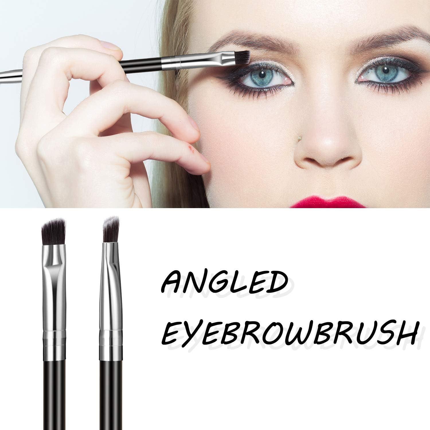 12 Cepillos de Cejas Angulados Boao en Plata - 2 en 1