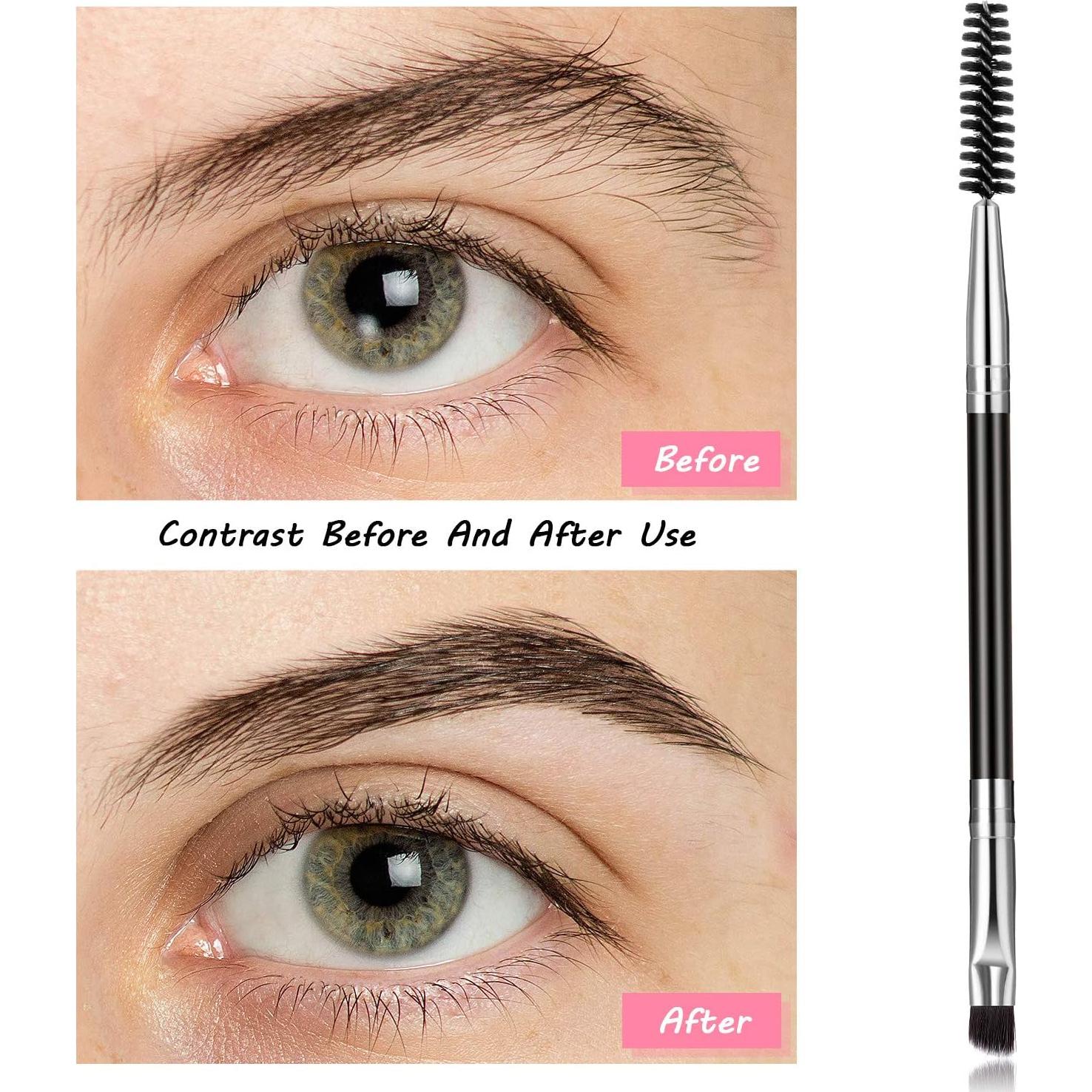 12 Cepillos de Cejas Angulados Boao en Plata - 2 en 1