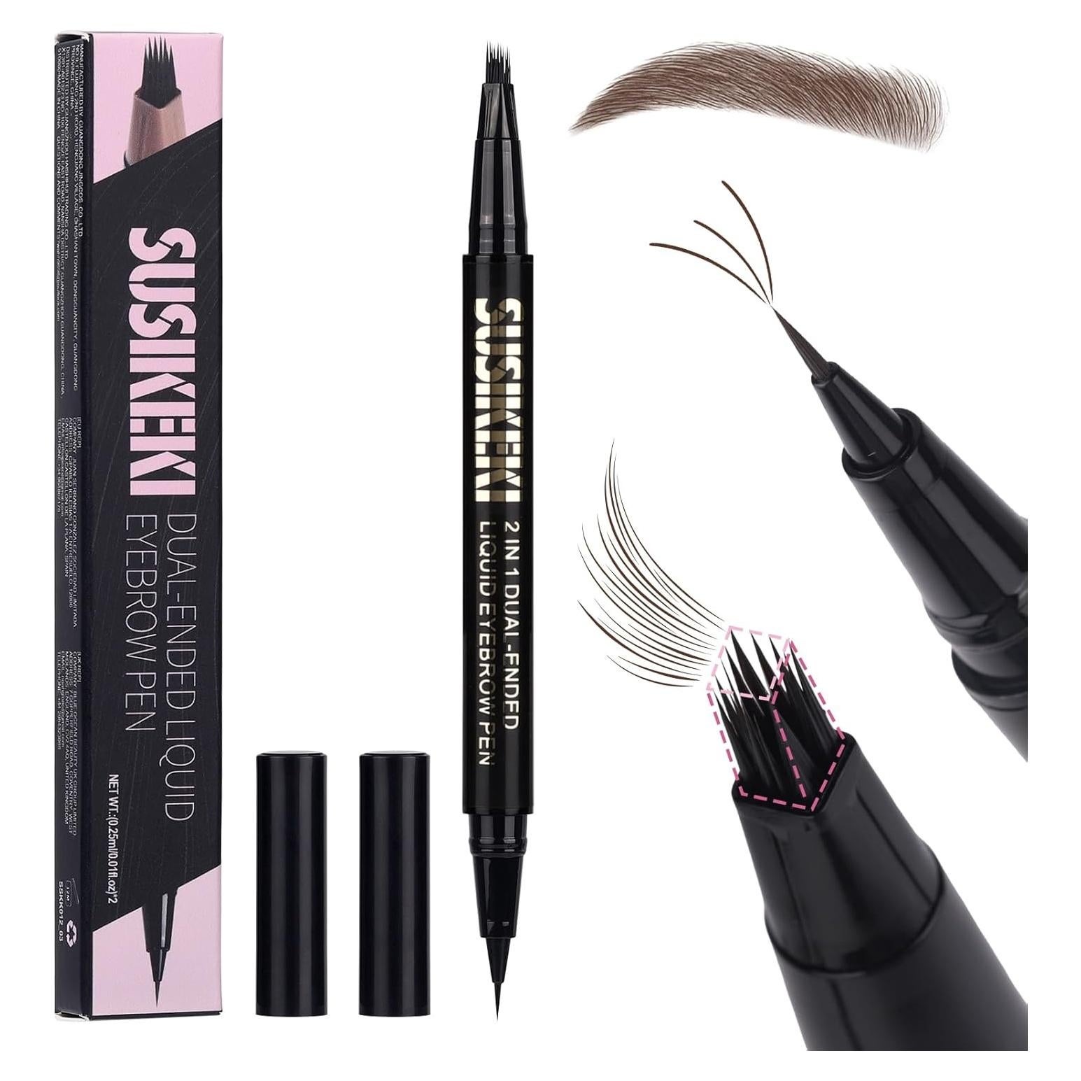 Lápiz de Cejas 2 en 1 SUSIKEKI Marrón Oscuro - Doble Punta