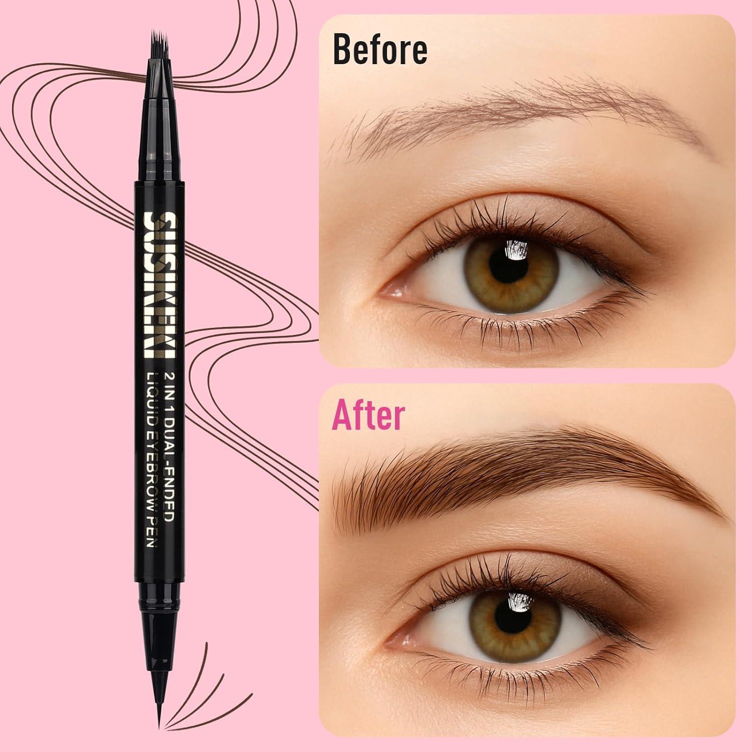 Lápiz de Cejas 2 en 1 SUSIKEKI Marrón Oscuro - Doble Punta