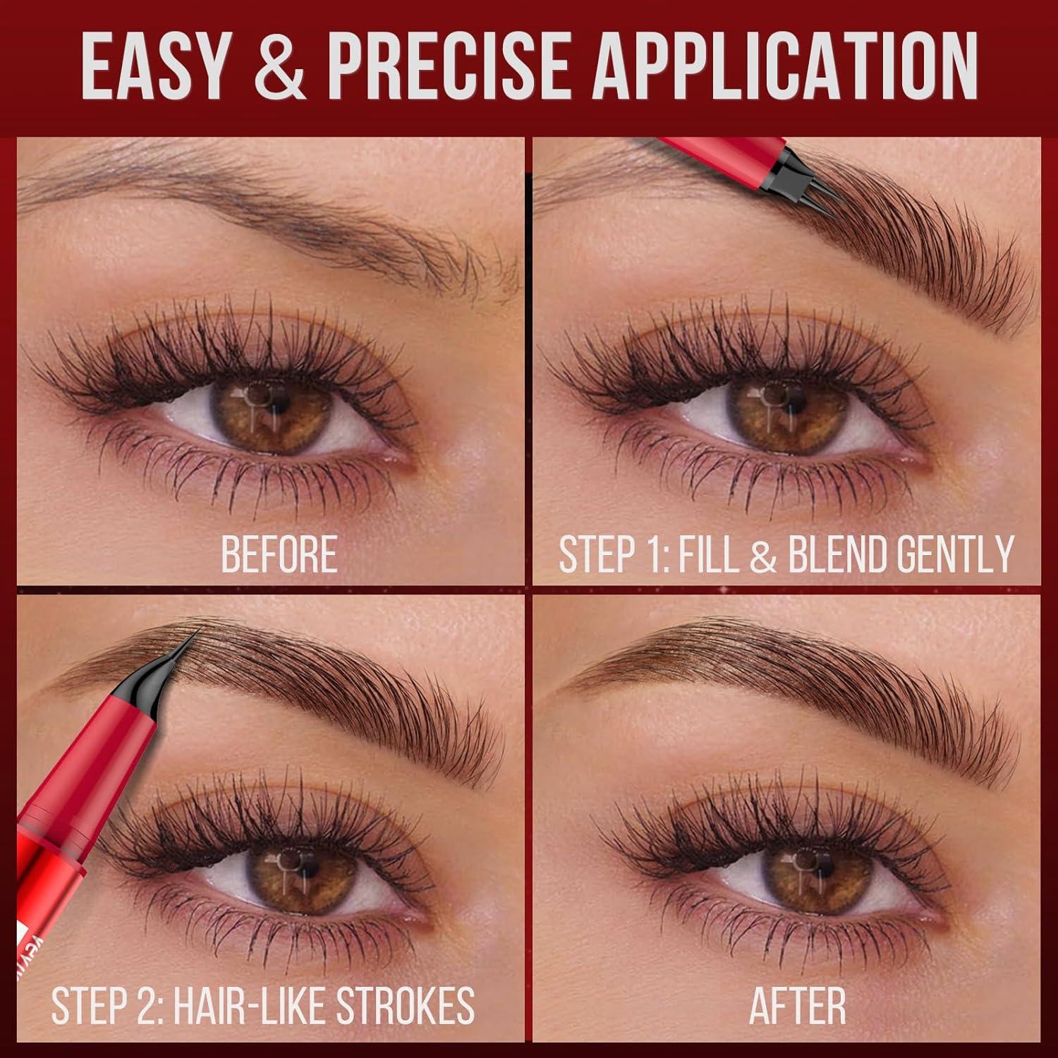 Lápiz de Cejas Vevivia Marrón Oscuro - Doble Cepillo y Curvado