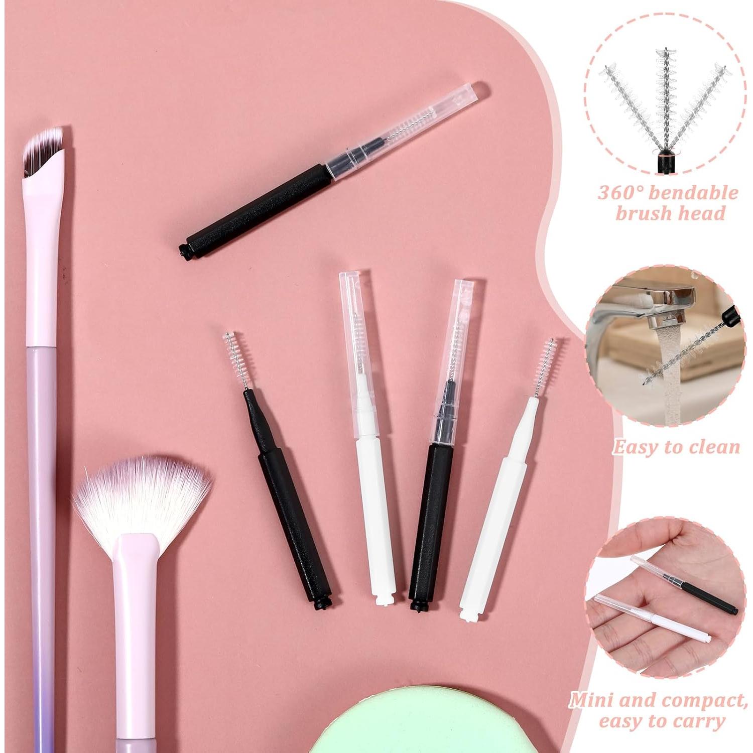 60 Cepillos Micro para Cejas Trinkrittey con Tapa - Negro y Blanco