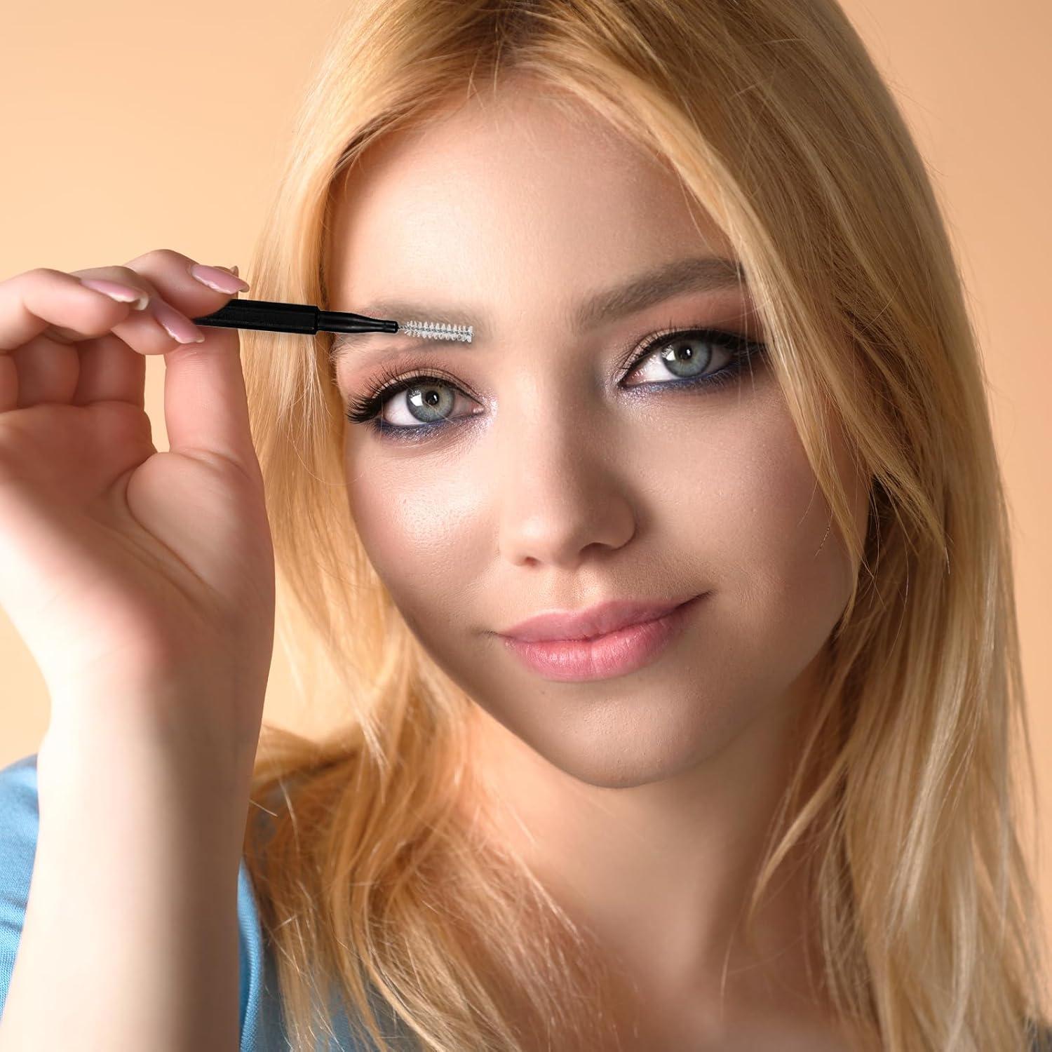 60 Cepillos Micro para Cejas Trinkrittey con Tapa - Negro y Blanco