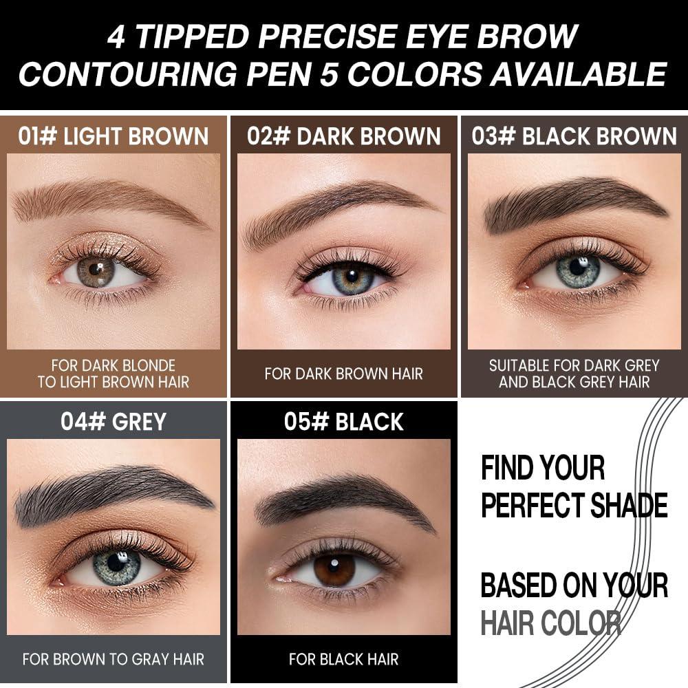 Lápiz de Cejas Impermeable Kaely 2 Pcs Marrón Claro y Oscuro