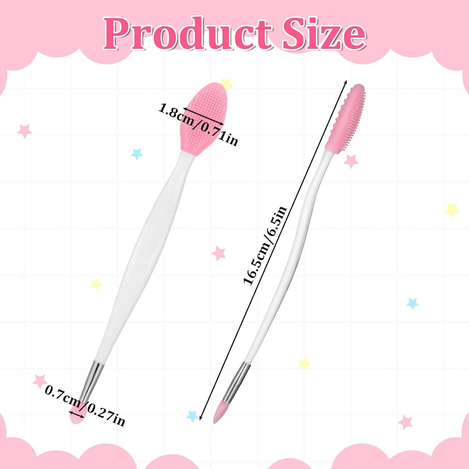 2 PCS Lip Scrub Brush, Dual-Ended Lip Exfoliator Brush, 3-in-1 Silicone Lip Scrubber Tool for ​smoother Bright Fuller Lips Appearance