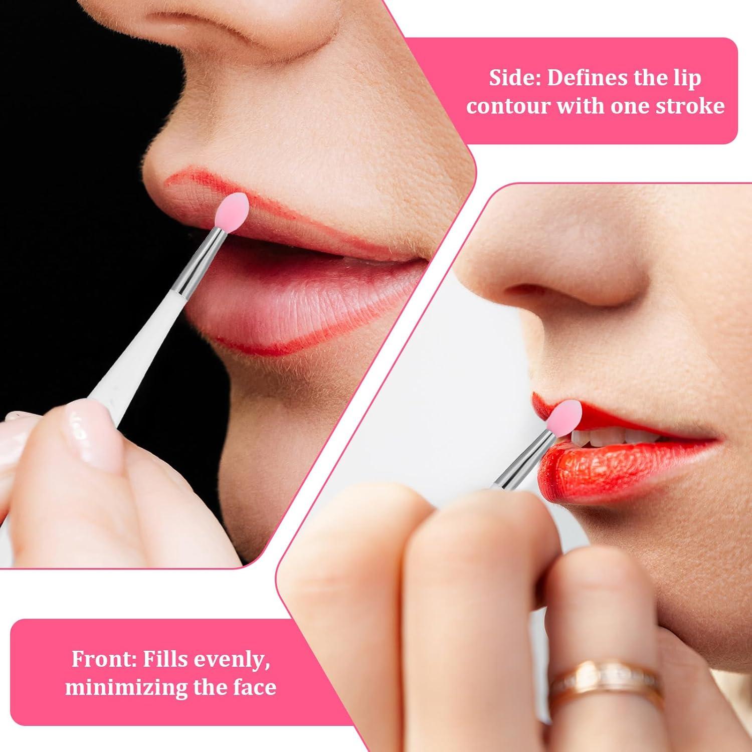 2 PCS Lip Scrub Brush, Dual-Ended Lip Exfoliator Brush, 3-in-1 Silicone Lip Scrubber Tool for ​smoother Bright Fuller Lips Appearance