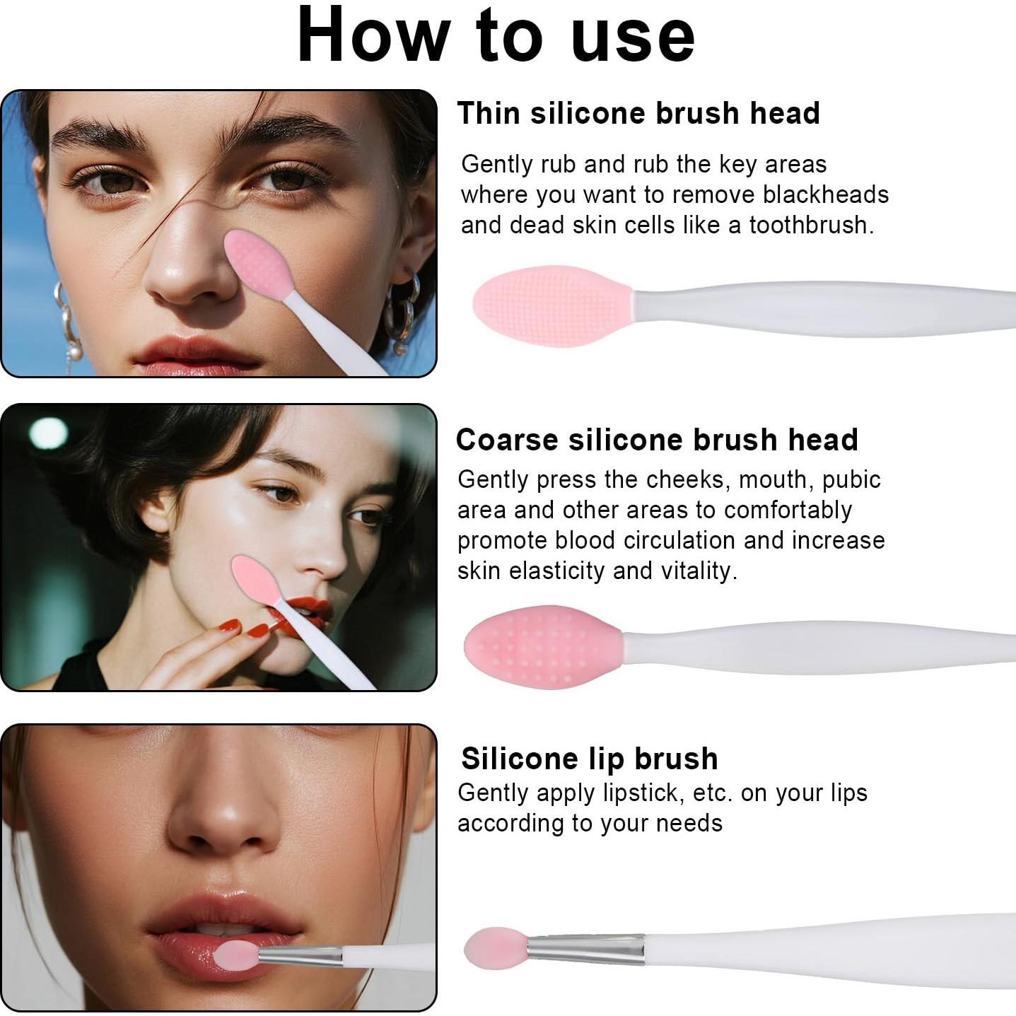 5 Cepillos Exfoliantes de Labios Silicona BOXOB 17x1.9cm