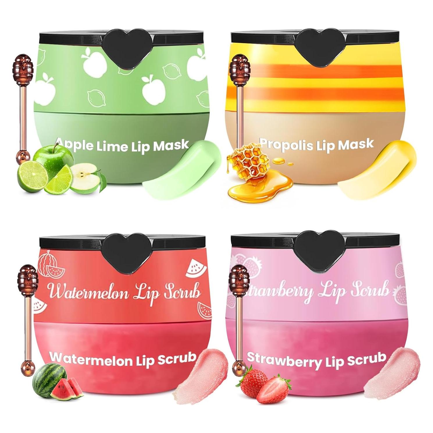 Juego de 4 Piezas Exfoliante y Mascarilla Labial JUYANGYAN