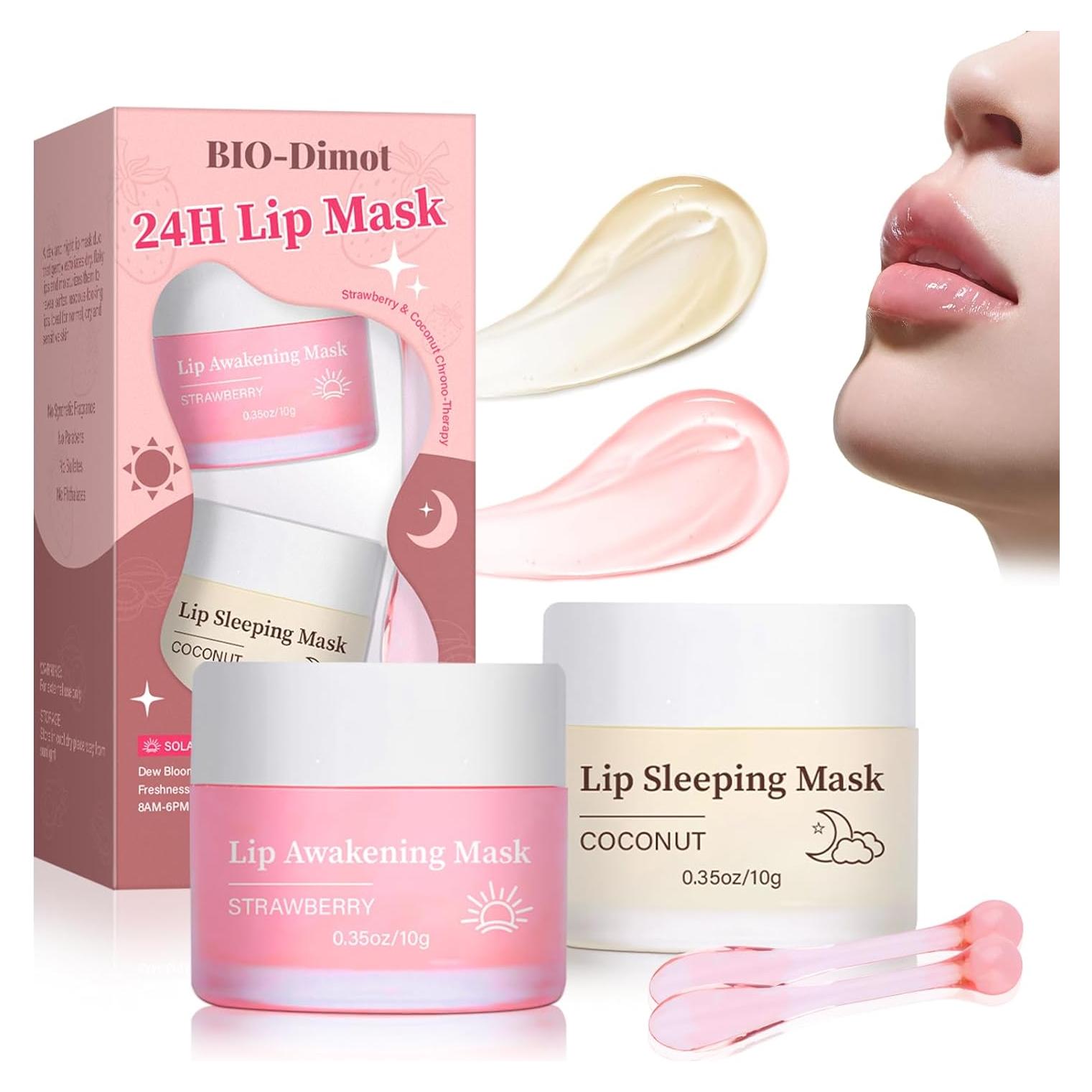 Conjunto de Cuidado Labial DIMOT - Mascarilla y Exfoliante de Fresa 39.68 g