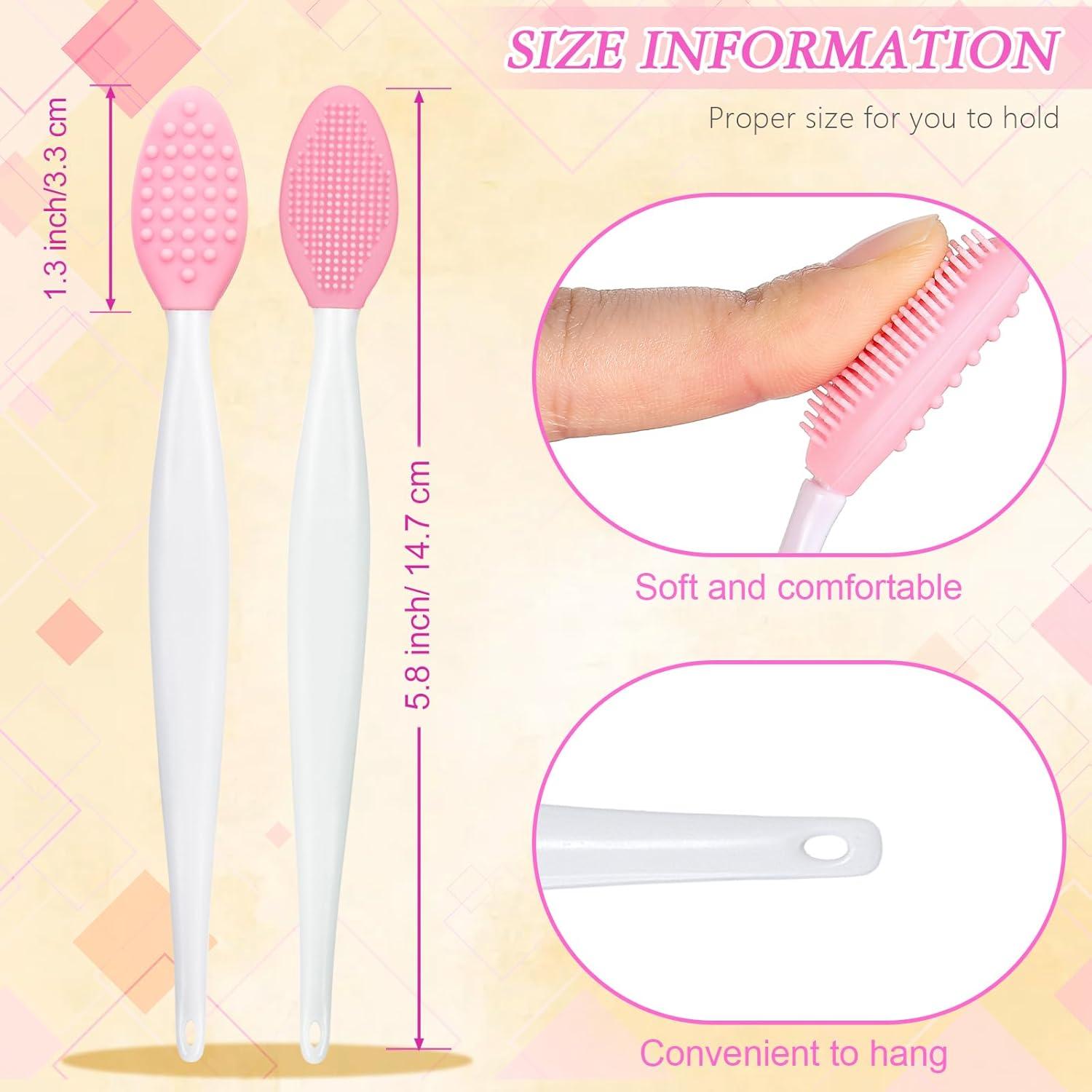 30 Cepillos Exfoliantes de Labios Patelai de Silicona Rosa