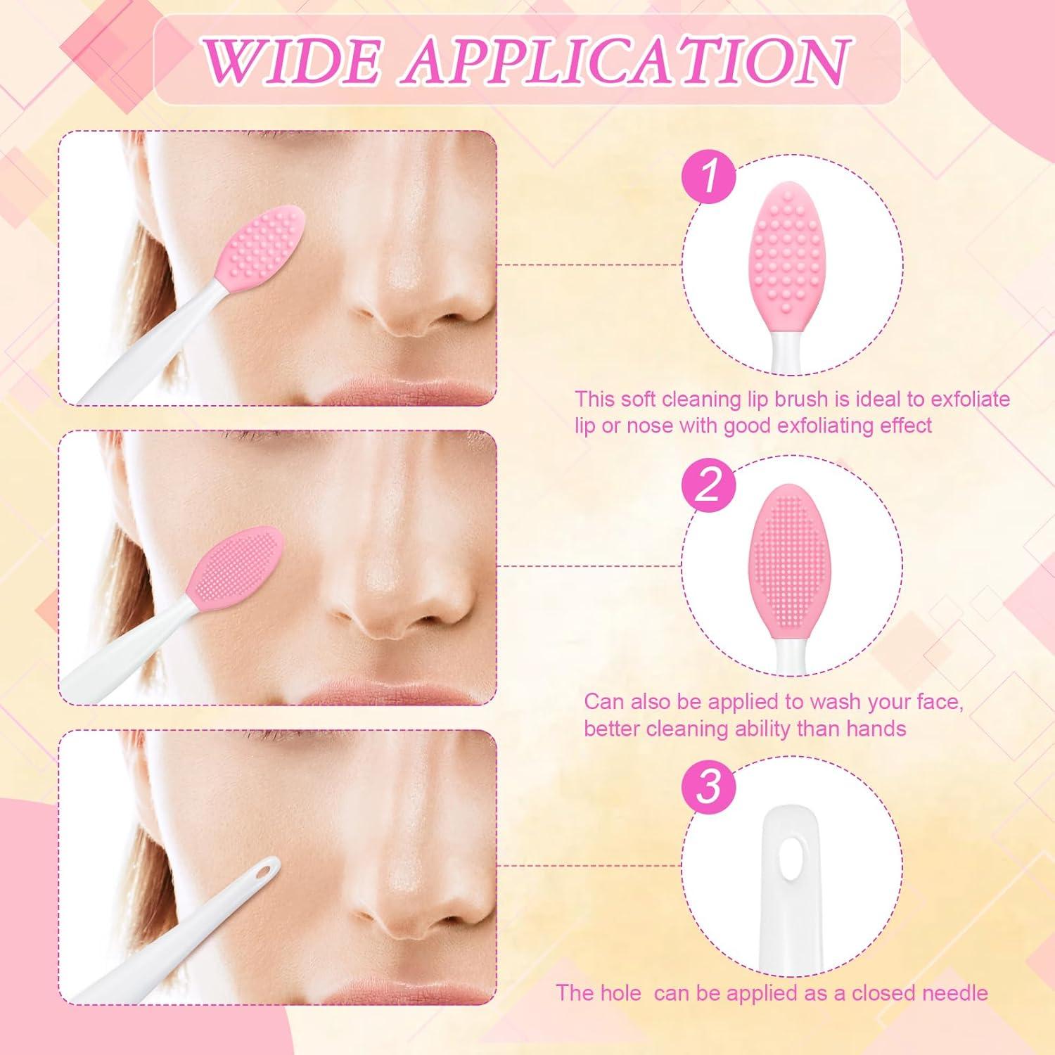 30 Cepillos Exfoliantes de Labios Patelai de Silicona Rosa