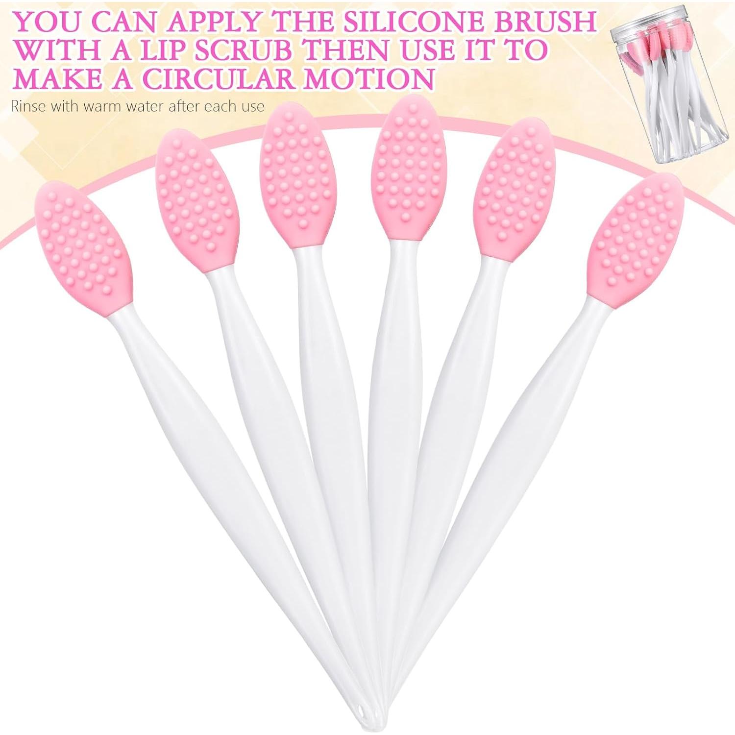 30 Cepillos Exfoliantes de Labios Patelai de Silicona Rosa