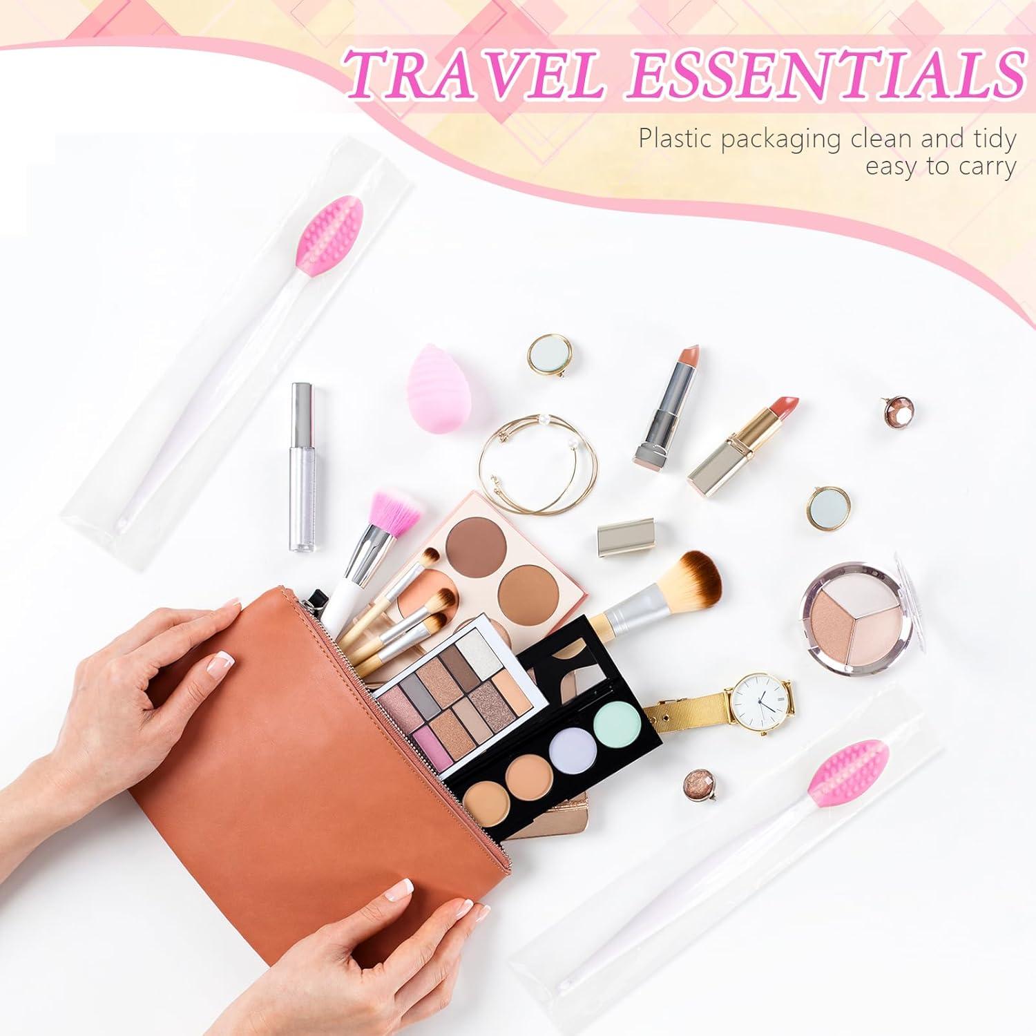 30 Cepillos Exfoliantes de Labios Patelai de Silicona Rosa