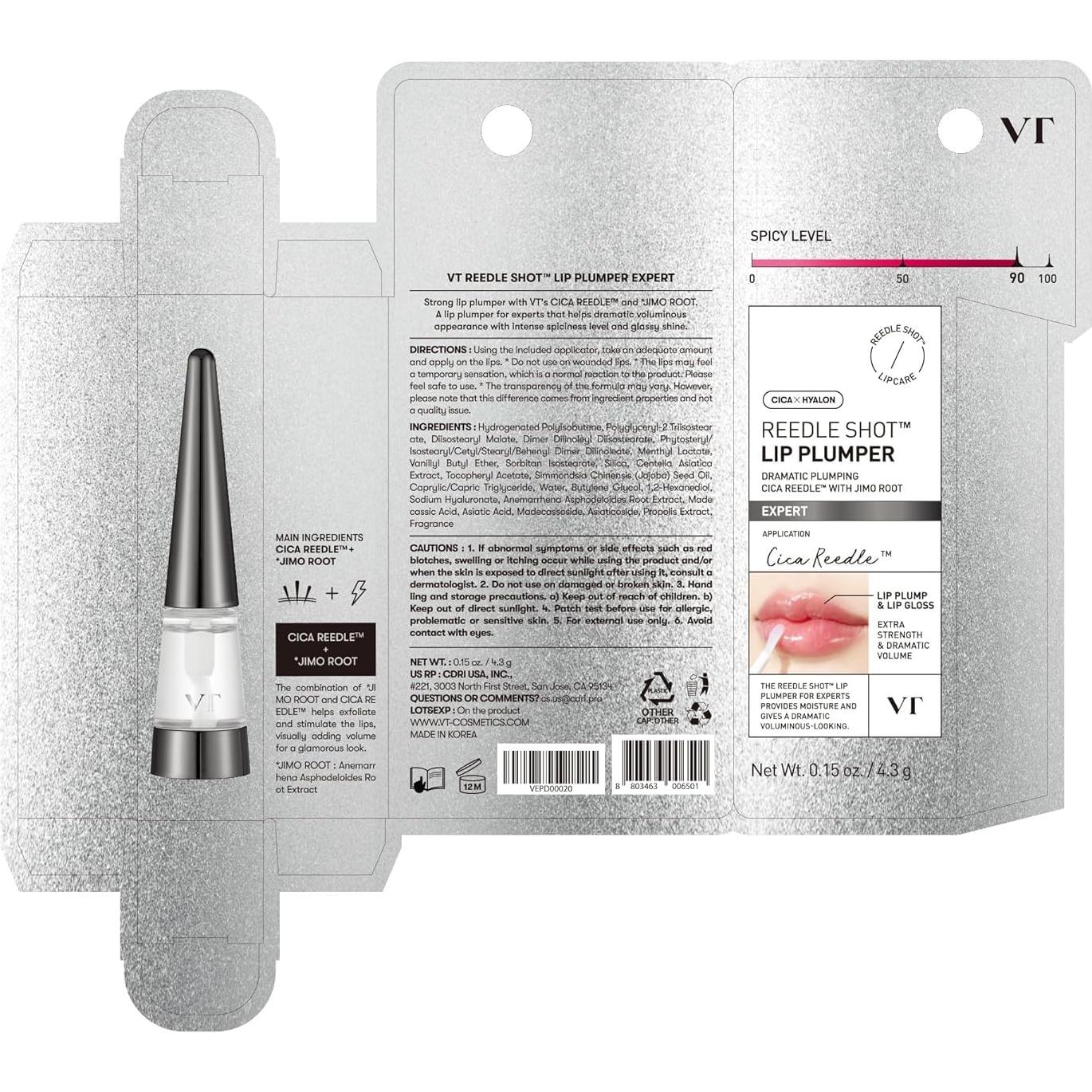 Brillo Labial VTCOSMETICS Reedle Shot 4.3 g Hidratante Transparente