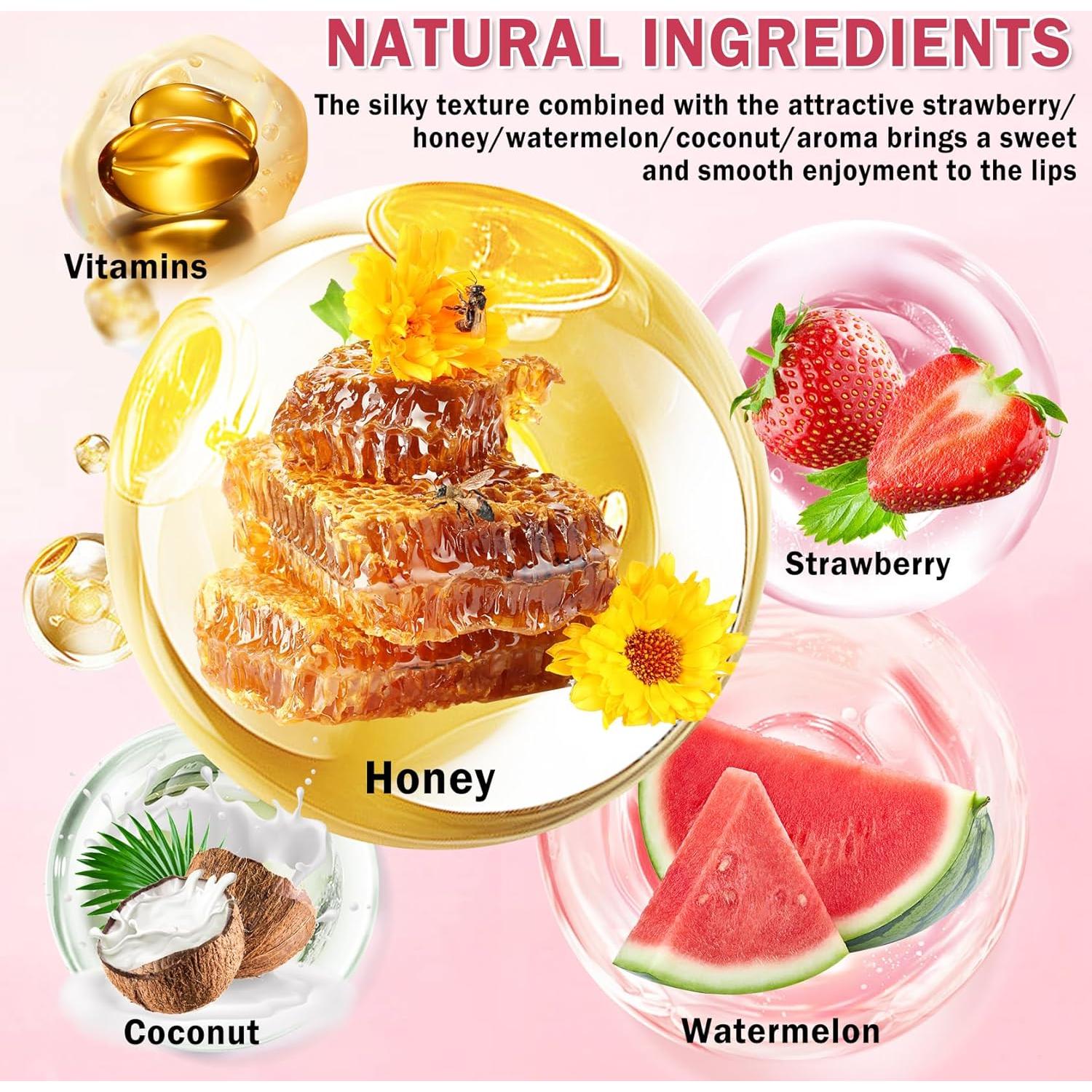 Bálsamo Labial Hidratante LZXLUKGIR 4PCS Miel Fresa Coco Sandía