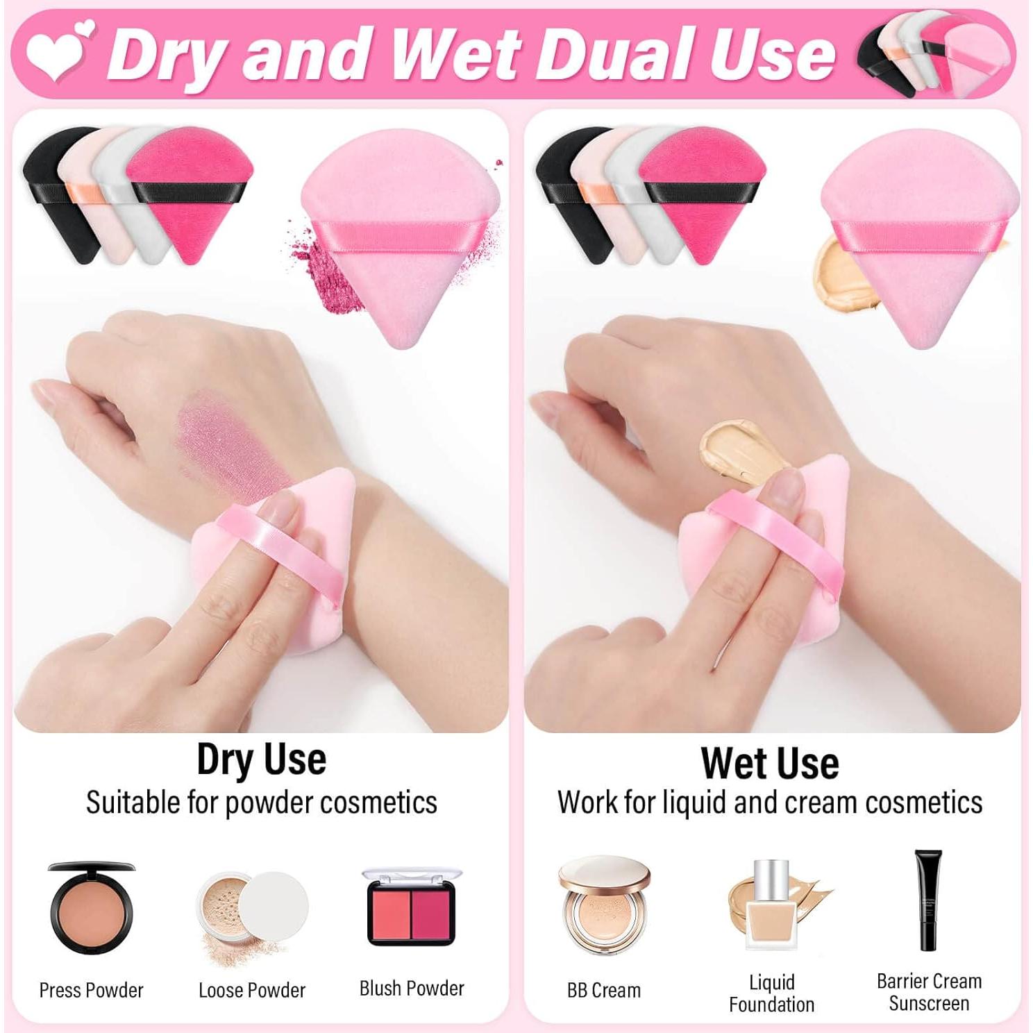 Esponjas de Maquillaje Caffox 60 Piezas Triangulares Terciopelo