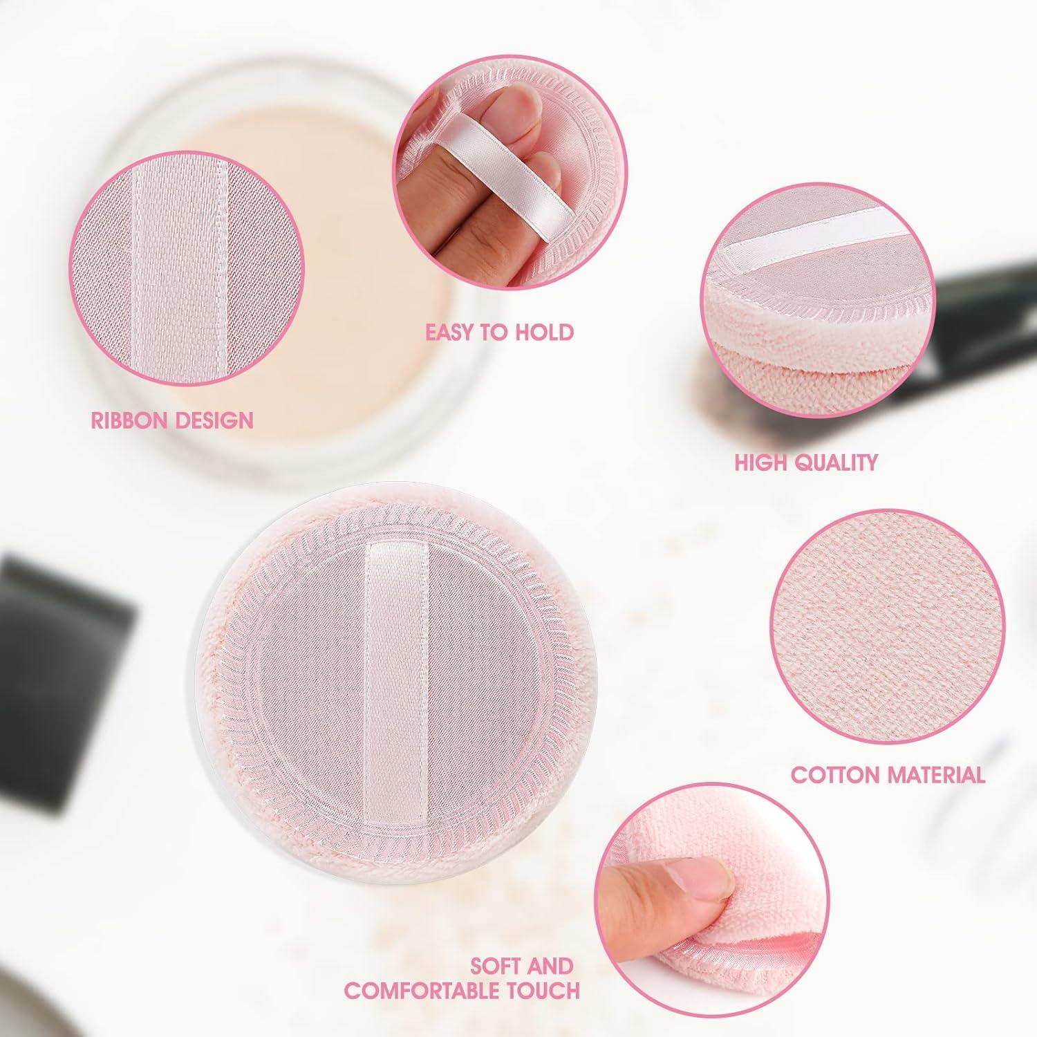 12 Esponjas de Maquillaje Rosa Sibba - Puff de Polvo Velour