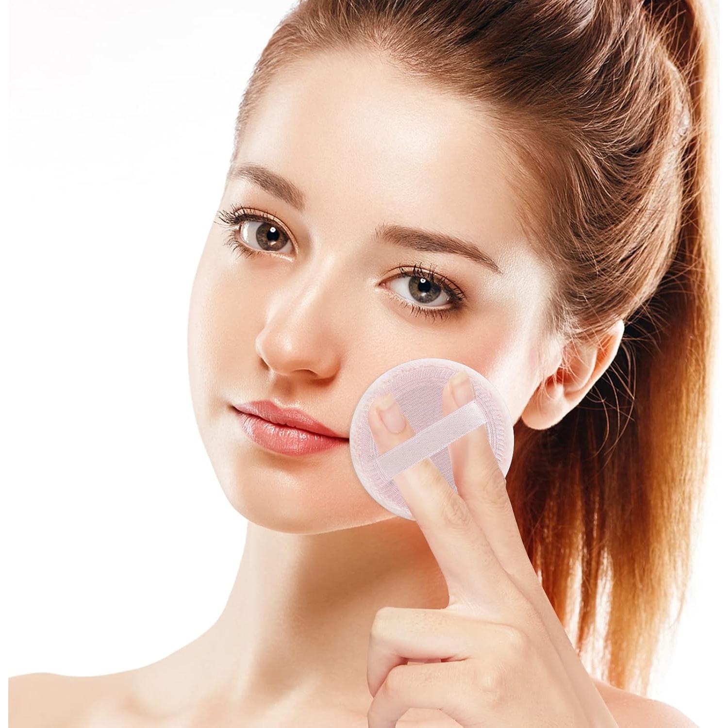 12 Esponjas de Maquillaje Rosa Sibba - Puff de Polvo Velour