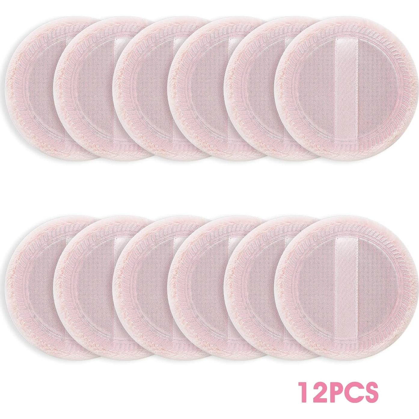 12 Esponjas de Maquillaje Rosa Sibba - Puff de Polvo Velour