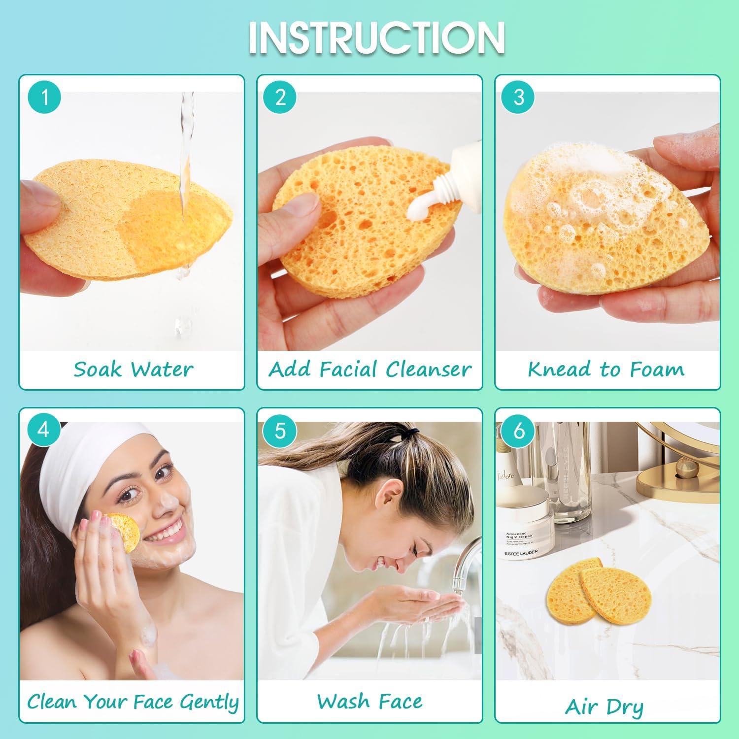 Esponjas Faciales Orighty 100% Celulosa Natural - 96 Unidades