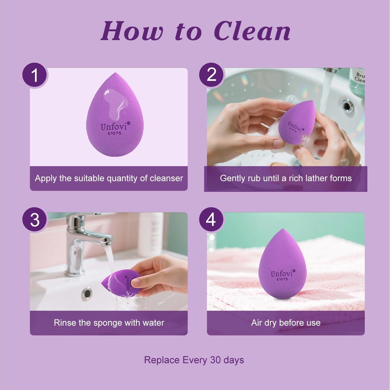 Juego de Esponjas de Maquillaje Unfovi 7 Piezas Sin Látex