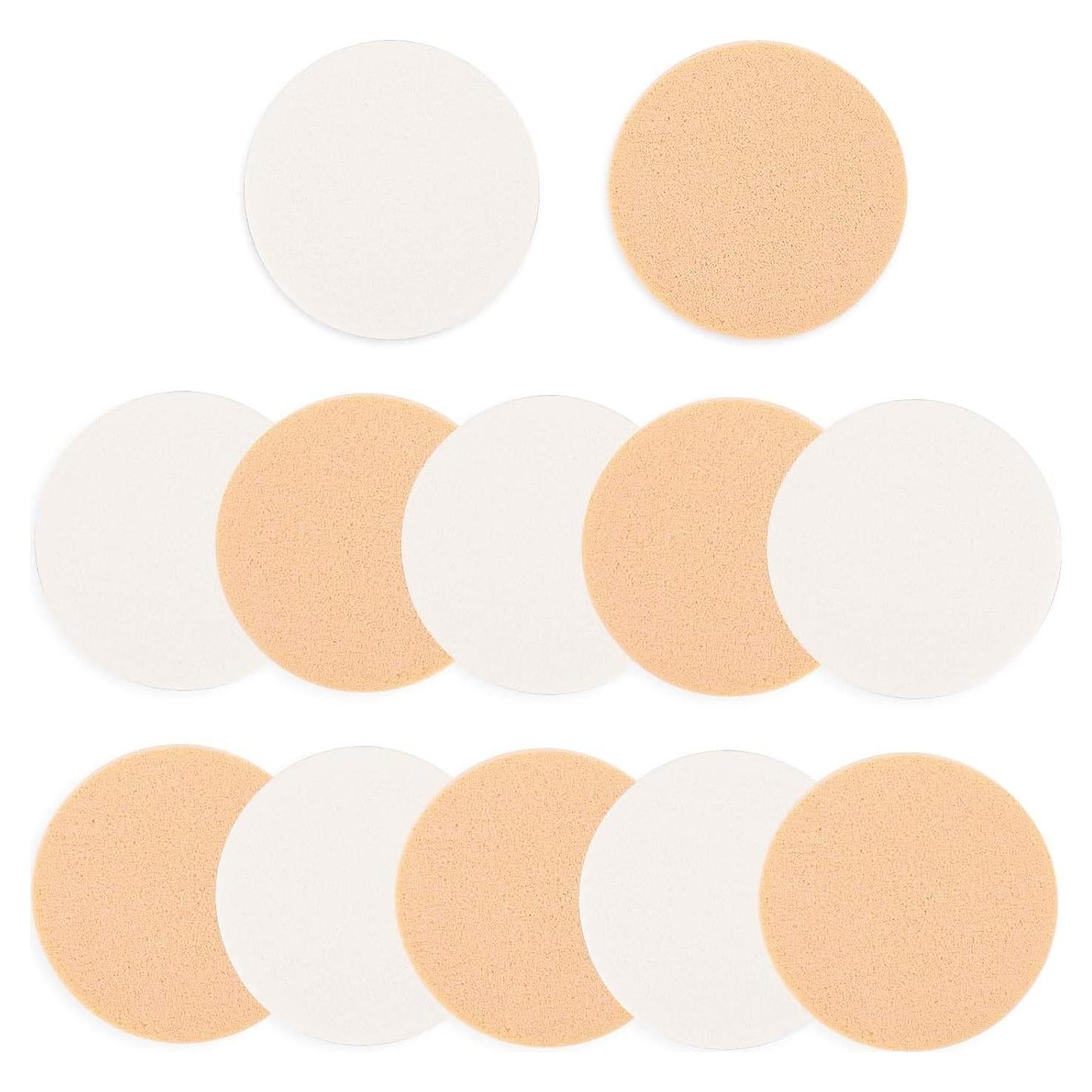 12 Esponjas Redondas de Maquillaje EupHHonycs - Uso Húmedo y Seco