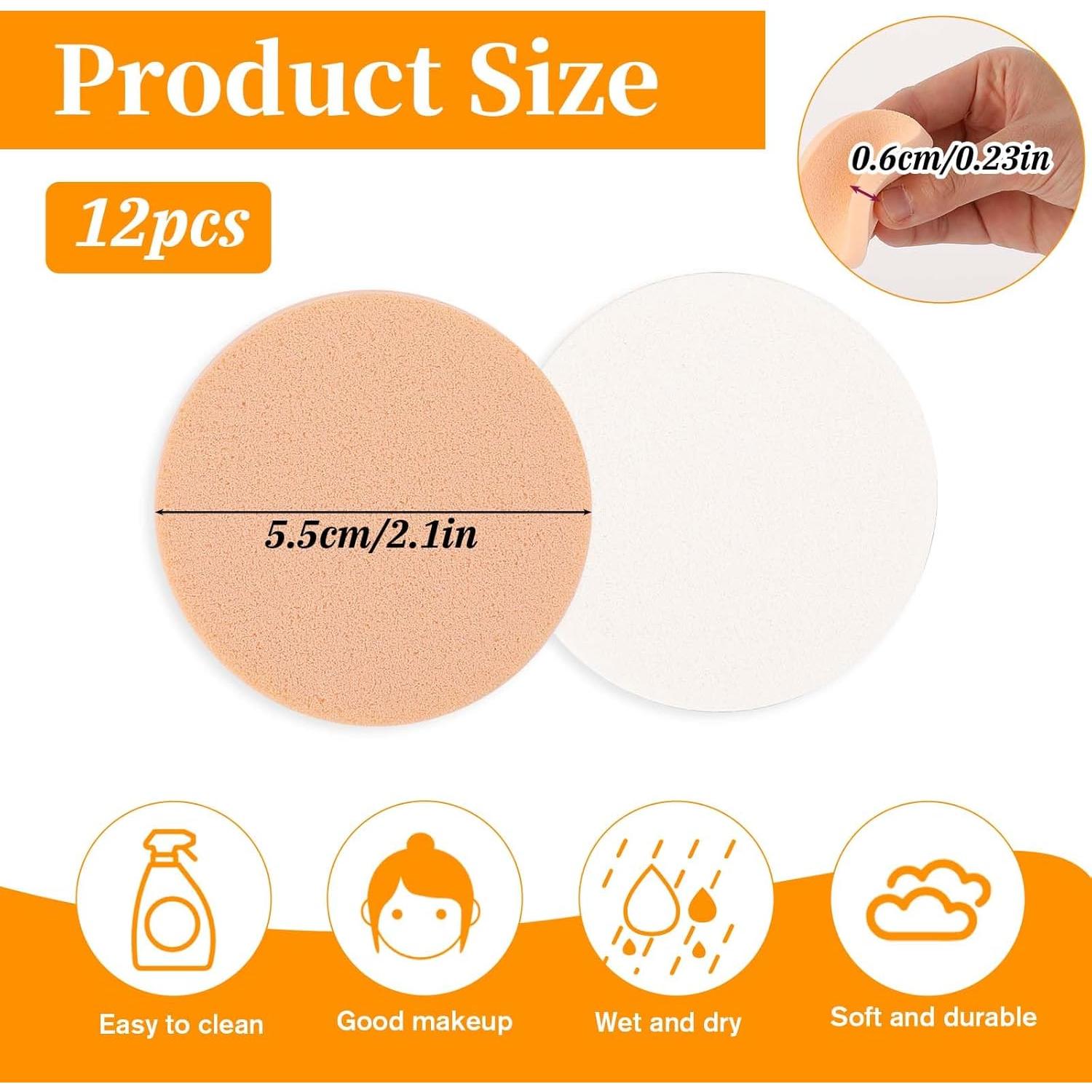 12 Esponjas Redondas de Maquillaje EupHHonycs - Uso Húmedo y Seco