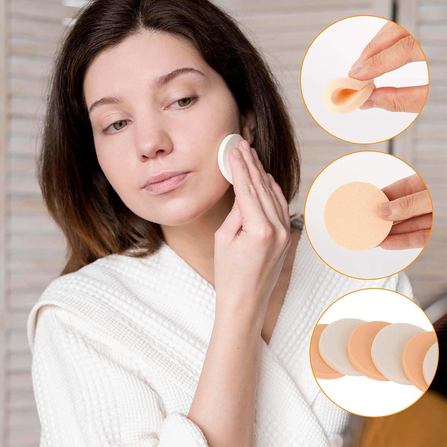 12 Esponjas Redondas de Maquillaje EupHHonycs - Uso Húmedo y Seco