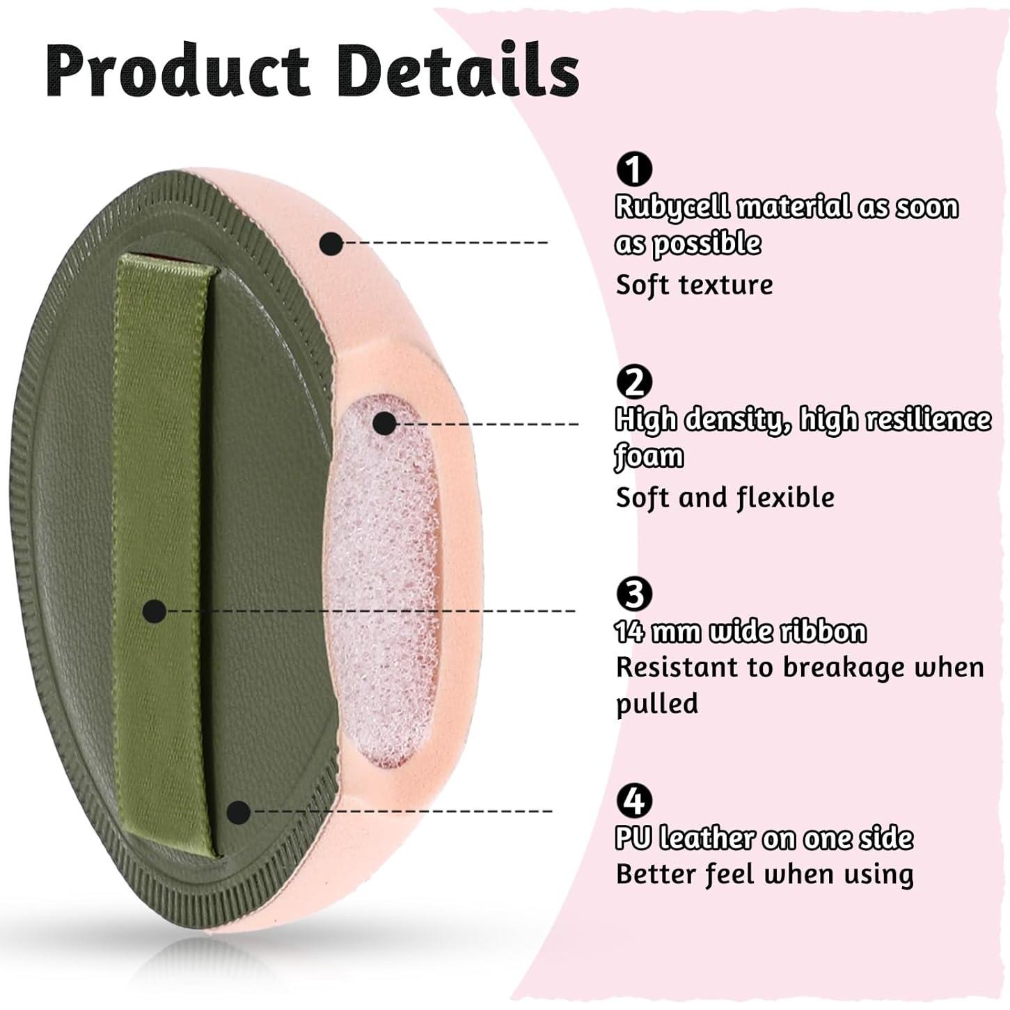 5 Esponjas de Maquillaje ZEYIYER Puff de Polvo 5.5cm Verde