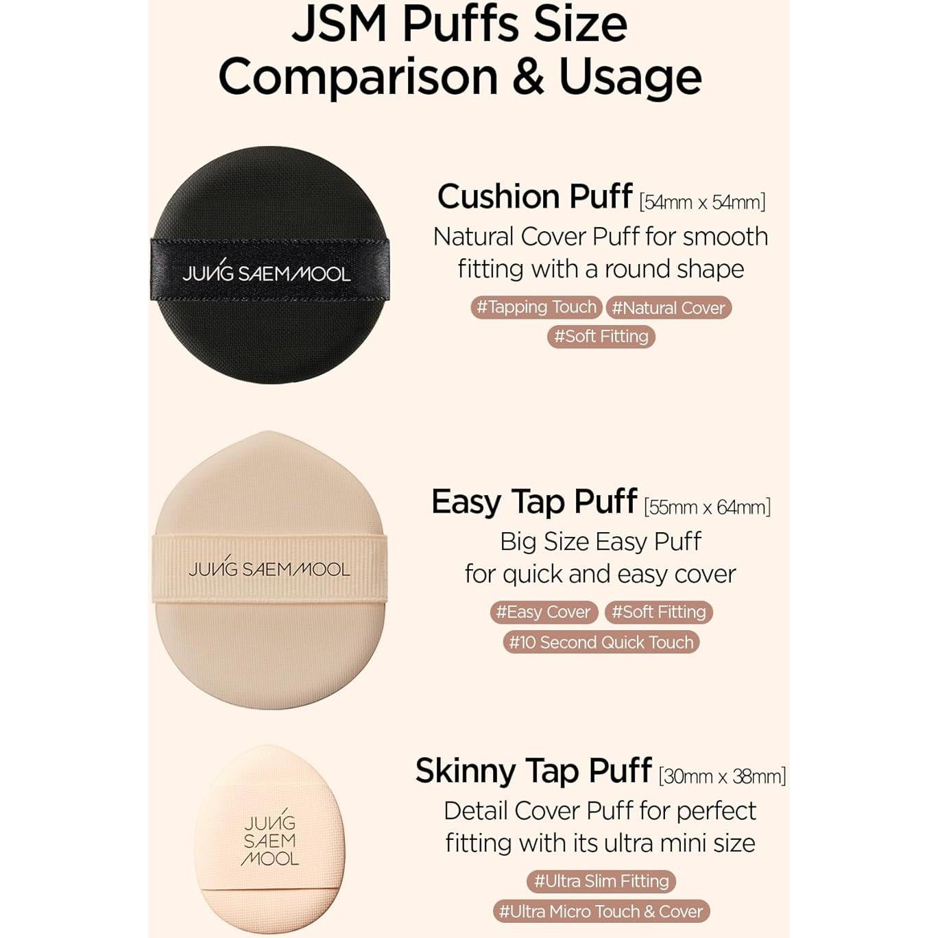 Puff de Cojín Natural JUNG SAEM MOOL 5.3 cm - 2 Piezas