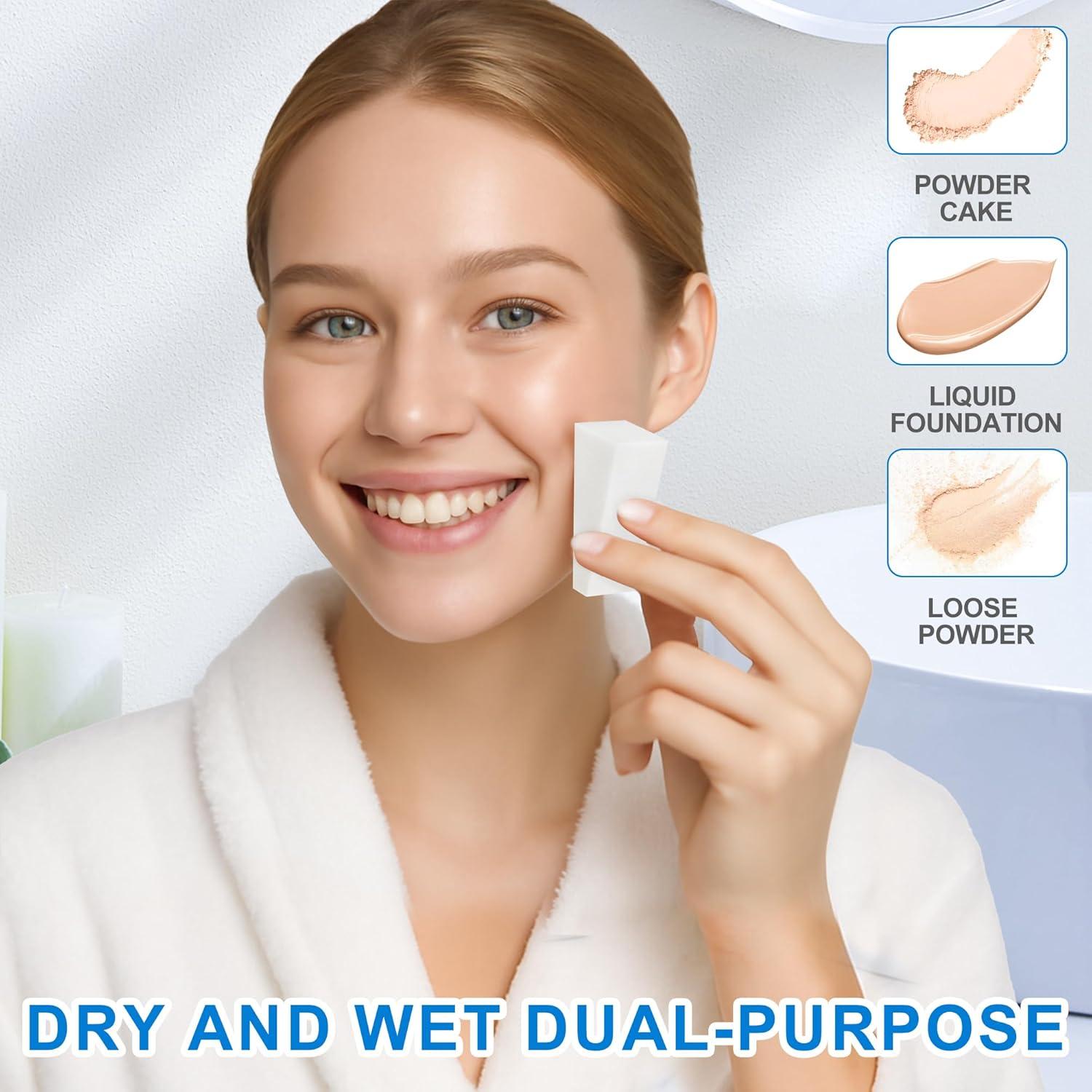 120 Esponjas de Maquillaje Triángulo LILAC - Desechables Blancas