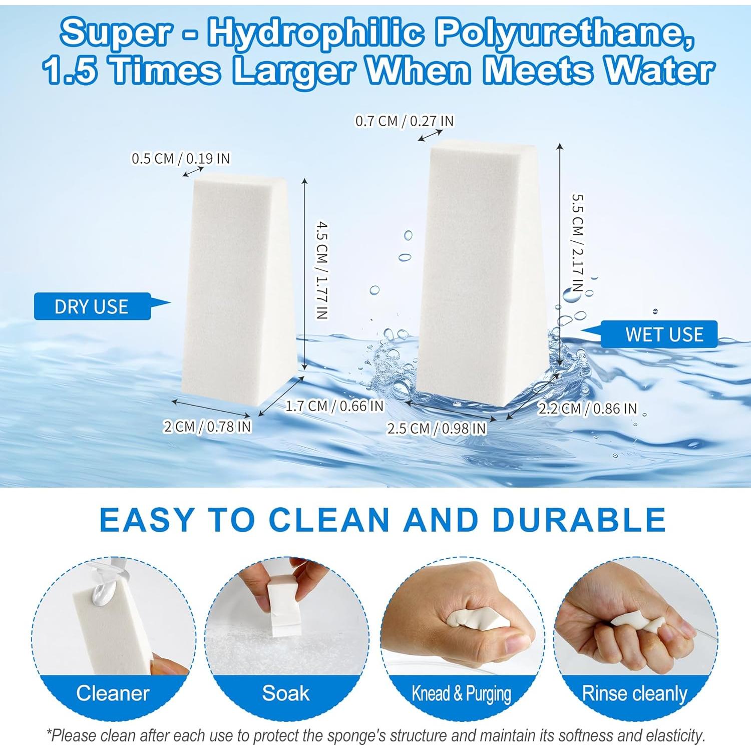 120 Esponjas de Maquillaje Triángulo LILAC - Desechables Blancas