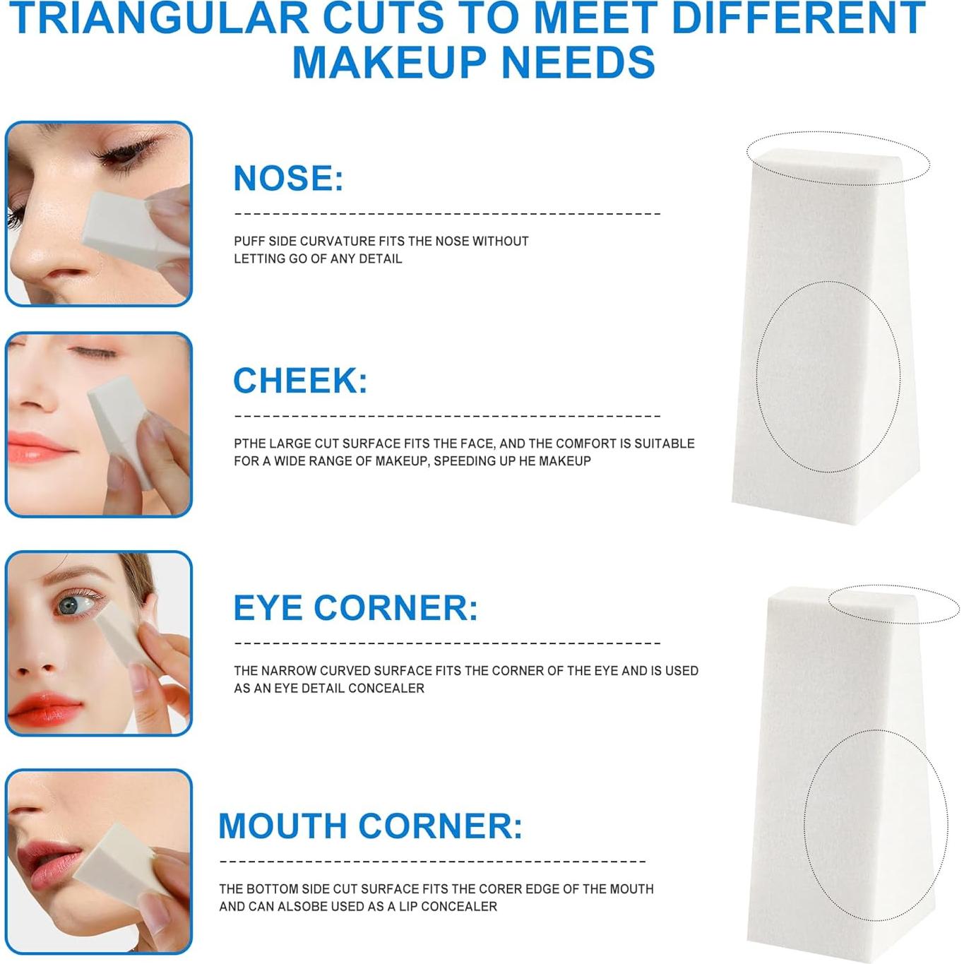 120 Esponjas de Maquillaje Triángulo LILAC - Desechables Blancas