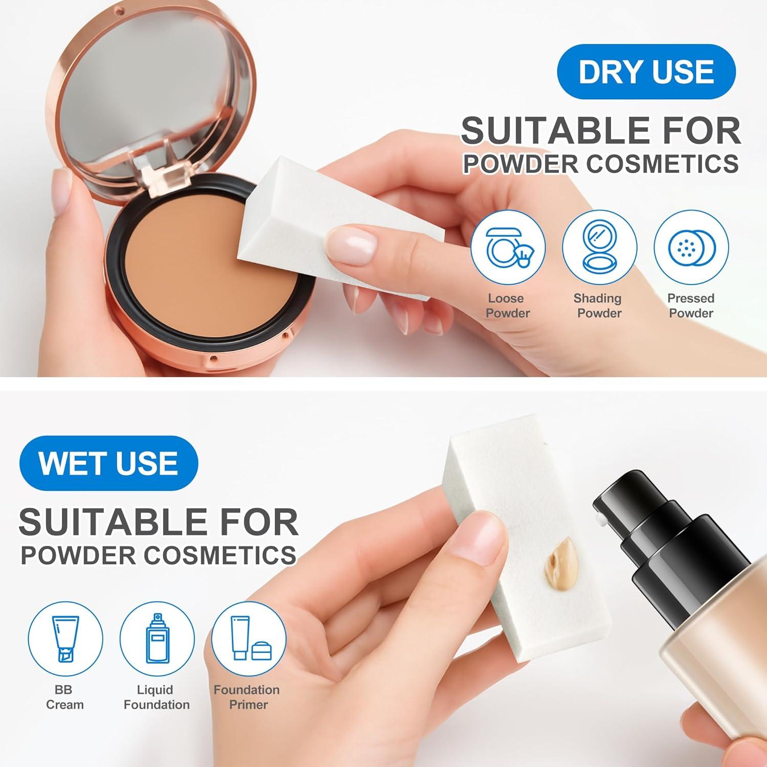 120 Esponjas de Maquillaje Triángulo LILAC - Desechables Blancas