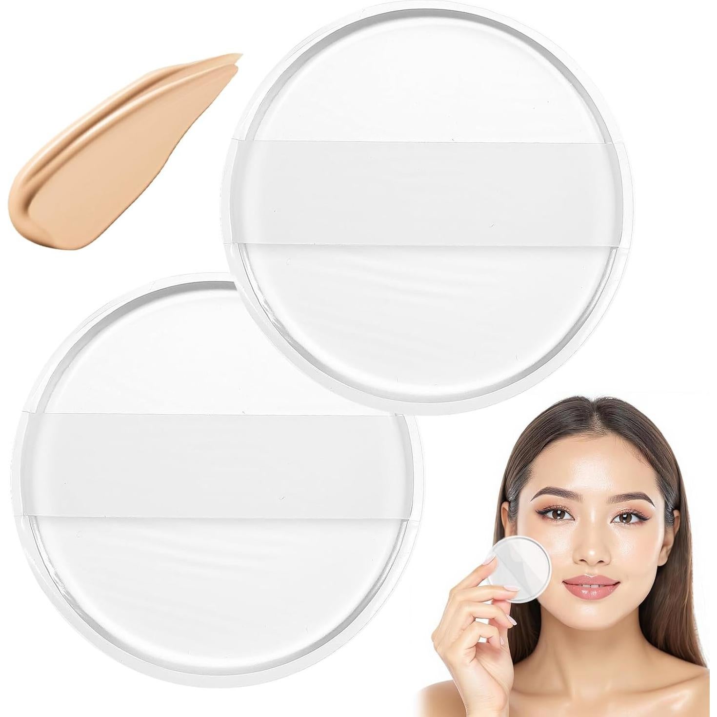 2 Esponjas de Maquillaje de Silicona Transparente 5.8cm Ajcotahm