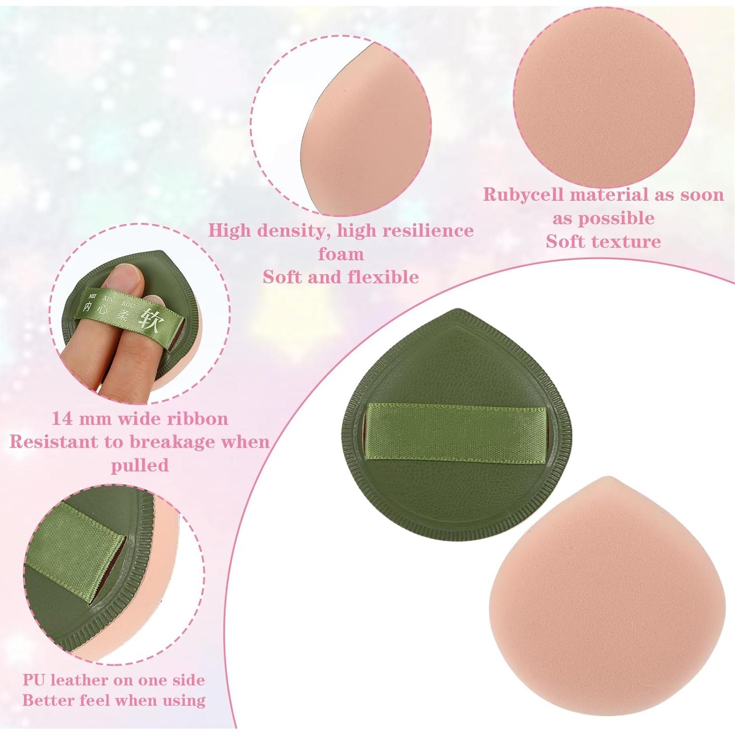 5 Esponjas de Maquillaje Ymapinc Verde, Puff Reutilizable Sin Látex