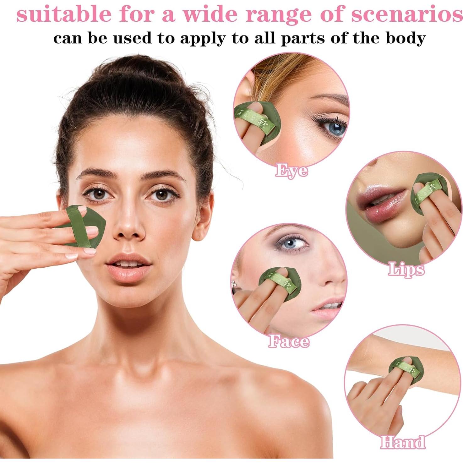 5 Esponjas de Maquillaje Ymapinc Verde, Puff Reutilizable Sin Látex