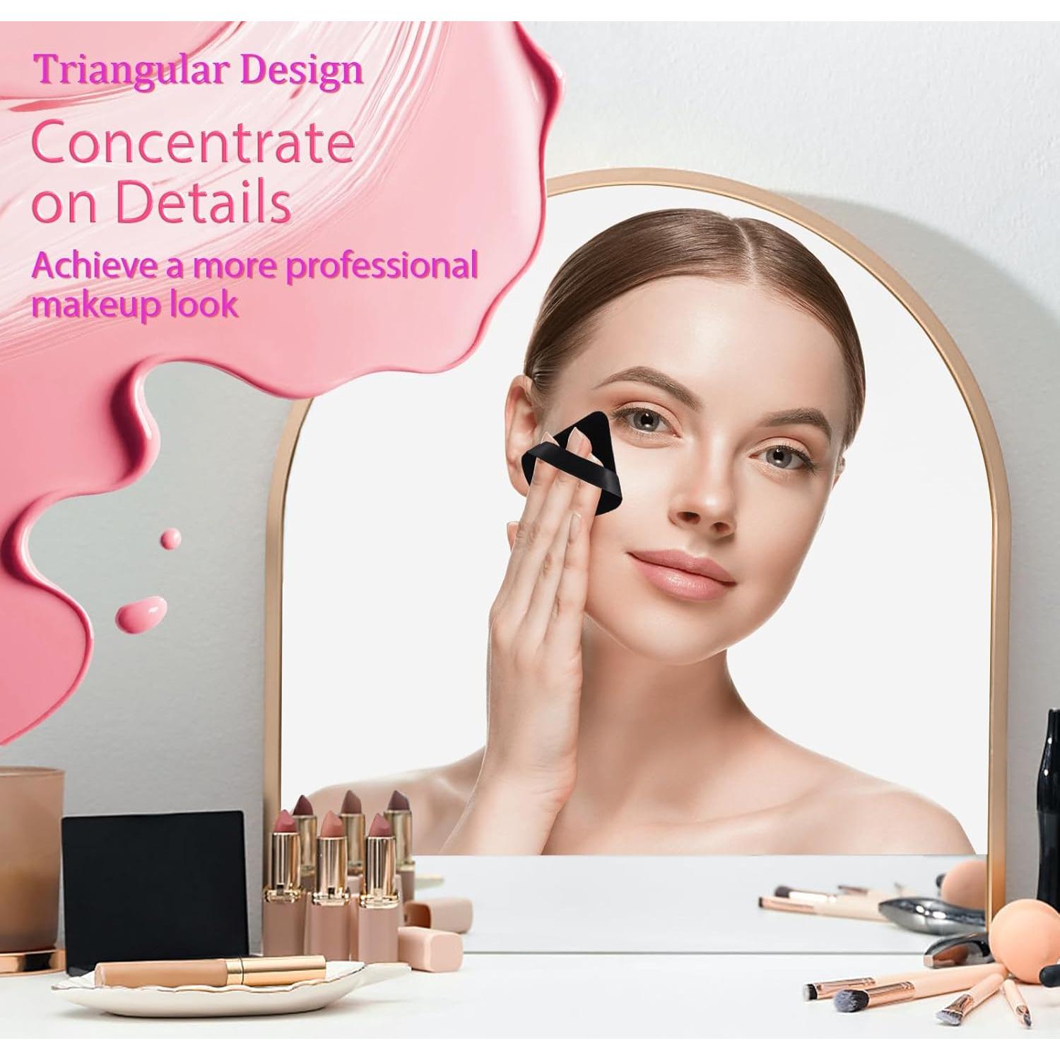 Esponja de Maquillaje Triangular JOLY - 4 Pcs Negro, Precisión y Reutilizable