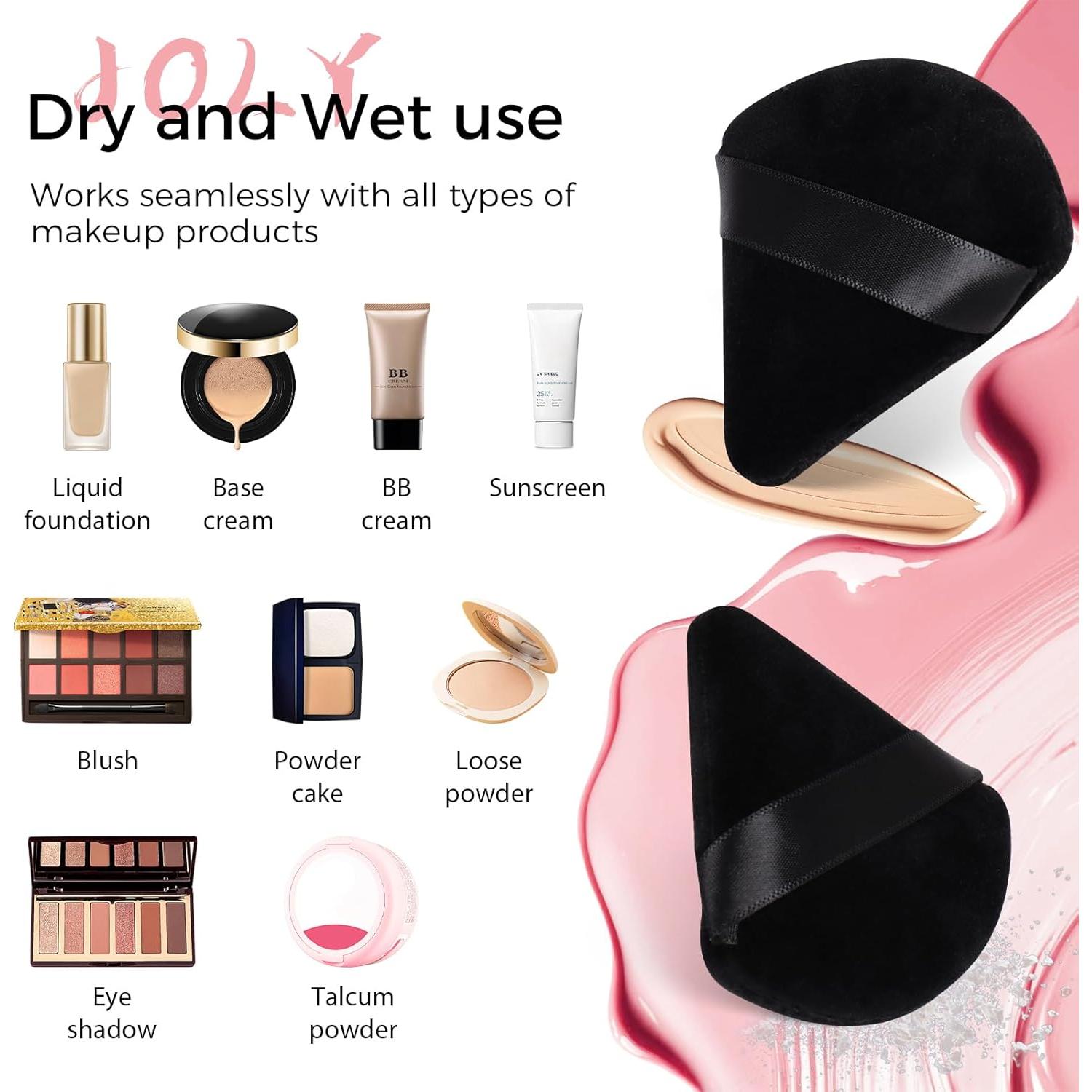 Esponja de Maquillaje Triangular JOLY - 4 Pcs Negro, Precisión y Reutilizable