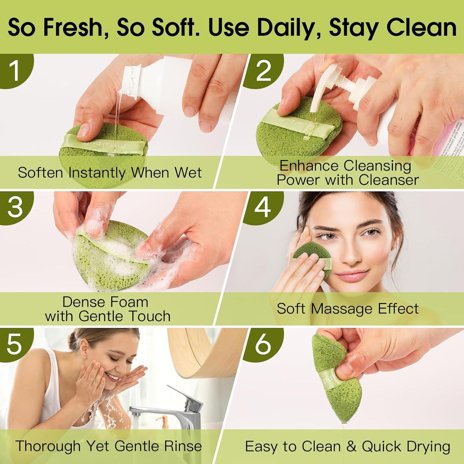 Esponjas Faciales Reutilizables GloréBrochas 3PCS Suaves