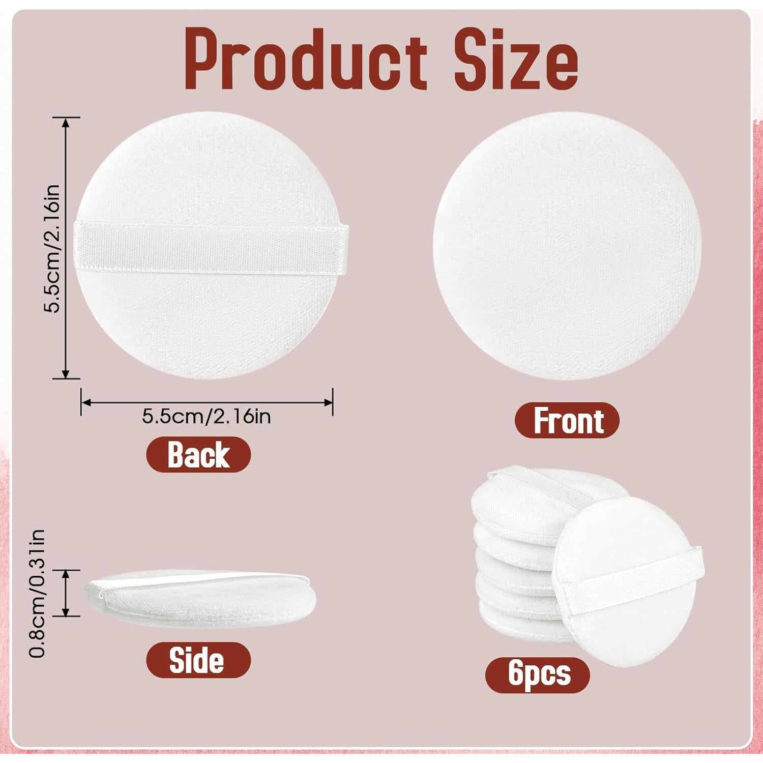 6 Esponjas de Maquillaje Redondas MOZEAT de Terciopelo 5.5cm