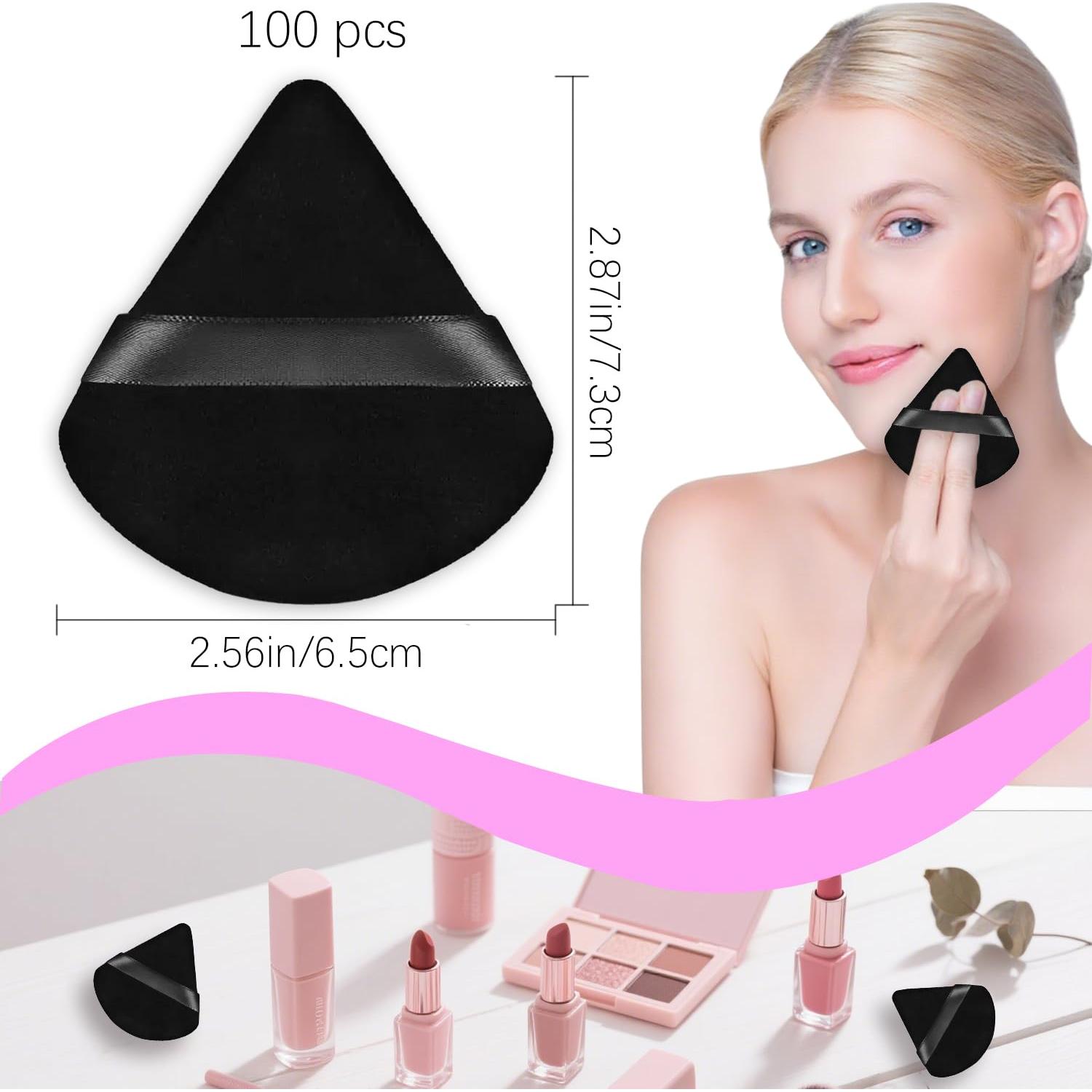 100 Esponjas de Maquillaje Triangulares Negras Jolbndcv