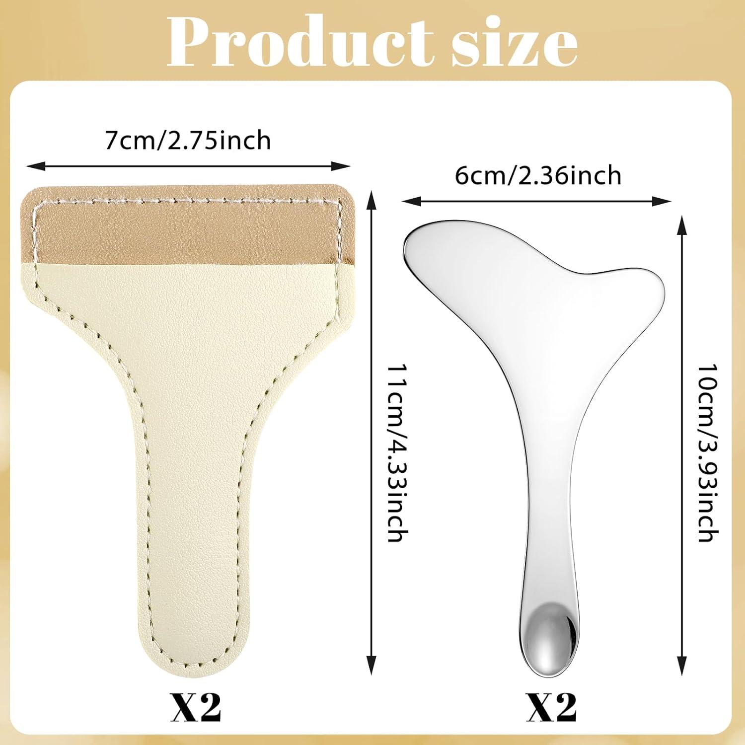 2Pcs Stainless Steel Eyeliner Stencil, Eyeliner Aid Includes 2pcs PU Leather Case, Eyelash Eyeshadow Lipstick Applicator Guide Tool, Multi-functional Eye Makeup Tool