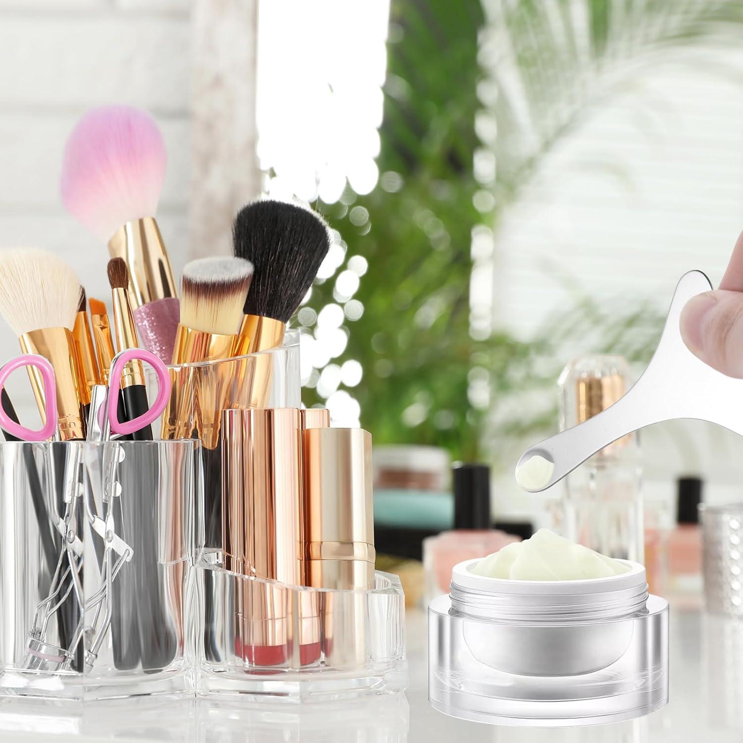 2Pcs Stainless Steel Eyeliner Stencil, Eyeliner Aid Includes 2pcs PU Leather Case, Eyelash Eyeshadow Lipstick Applicator Guide Tool, Multi-functional Eye Makeup Tool