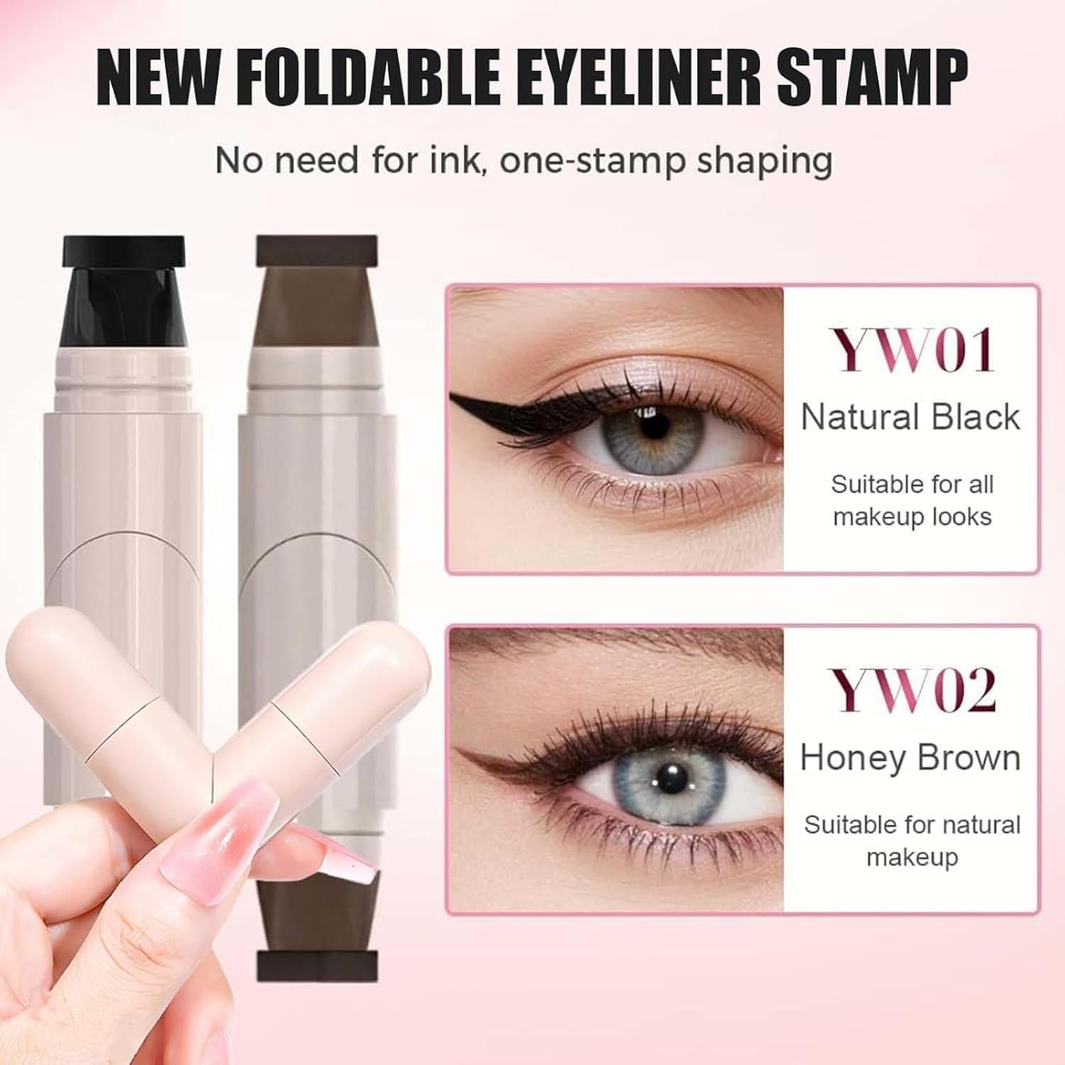 Sello de Eyeliner Plegable REATIFUL 2PCS Negro Resistente al Agua