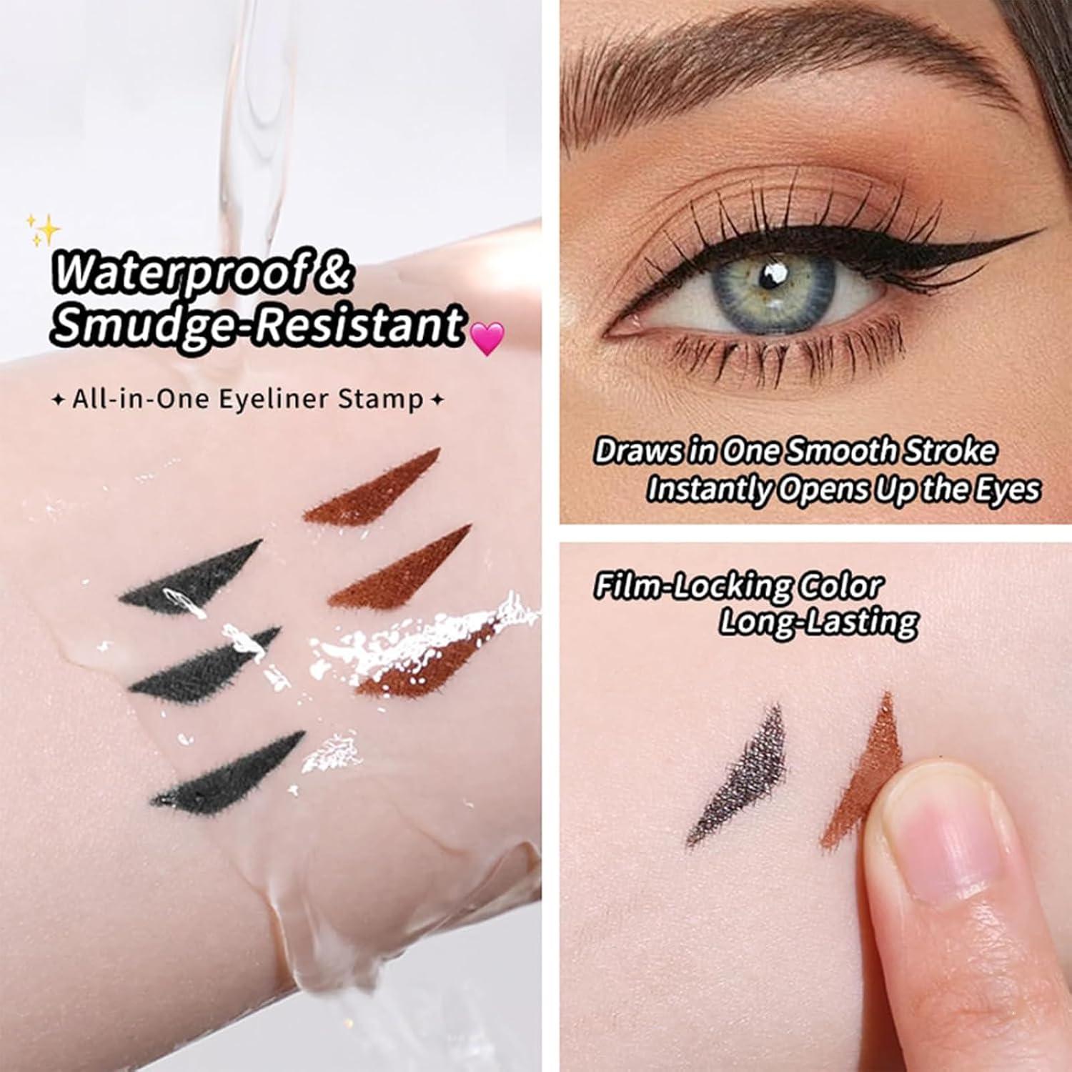 Sello de Eyeliner Plegable REATIFUL 2PCS Negro Resistente al Agua