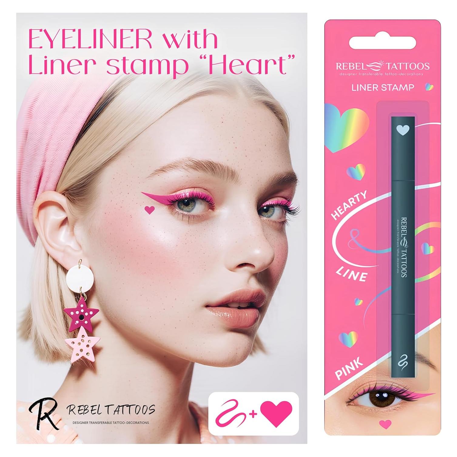 Sello de Delineador 2-en-1 Rebel Tattoos Corazón Rosa