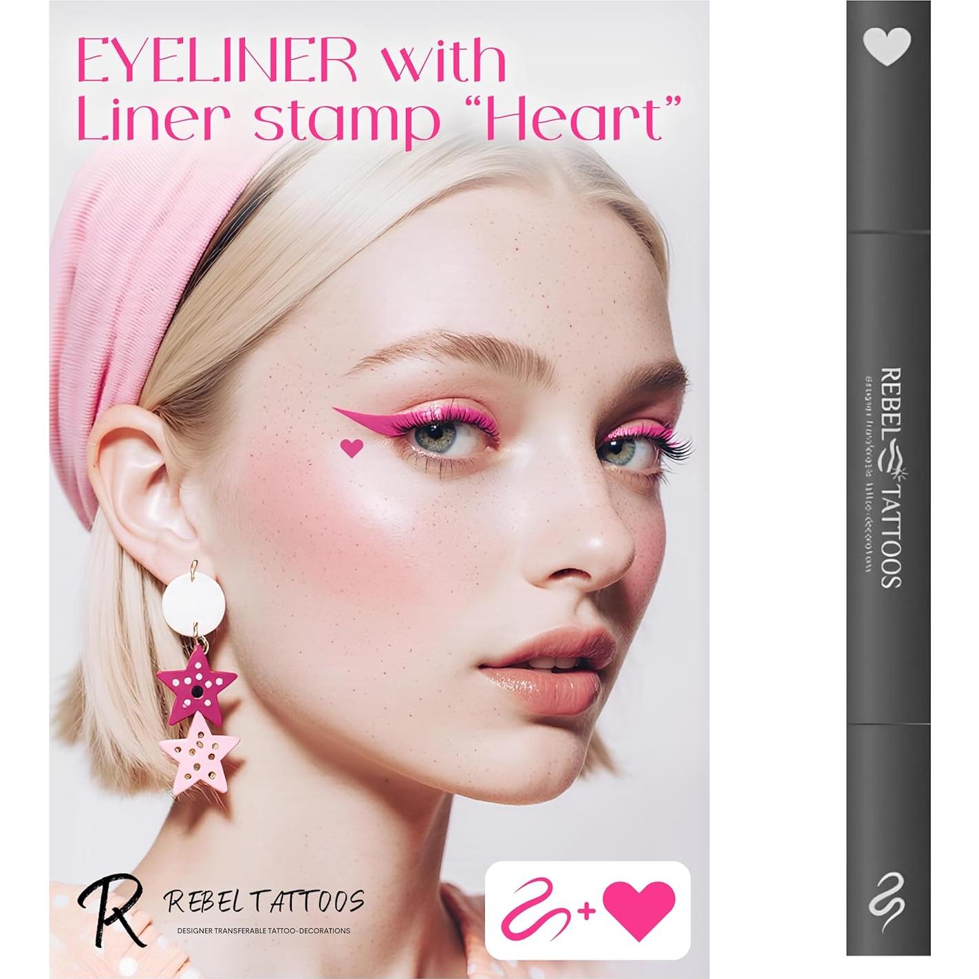 Sello de Delineador 2-en-1 Rebel Tattoos Corazón Rosa